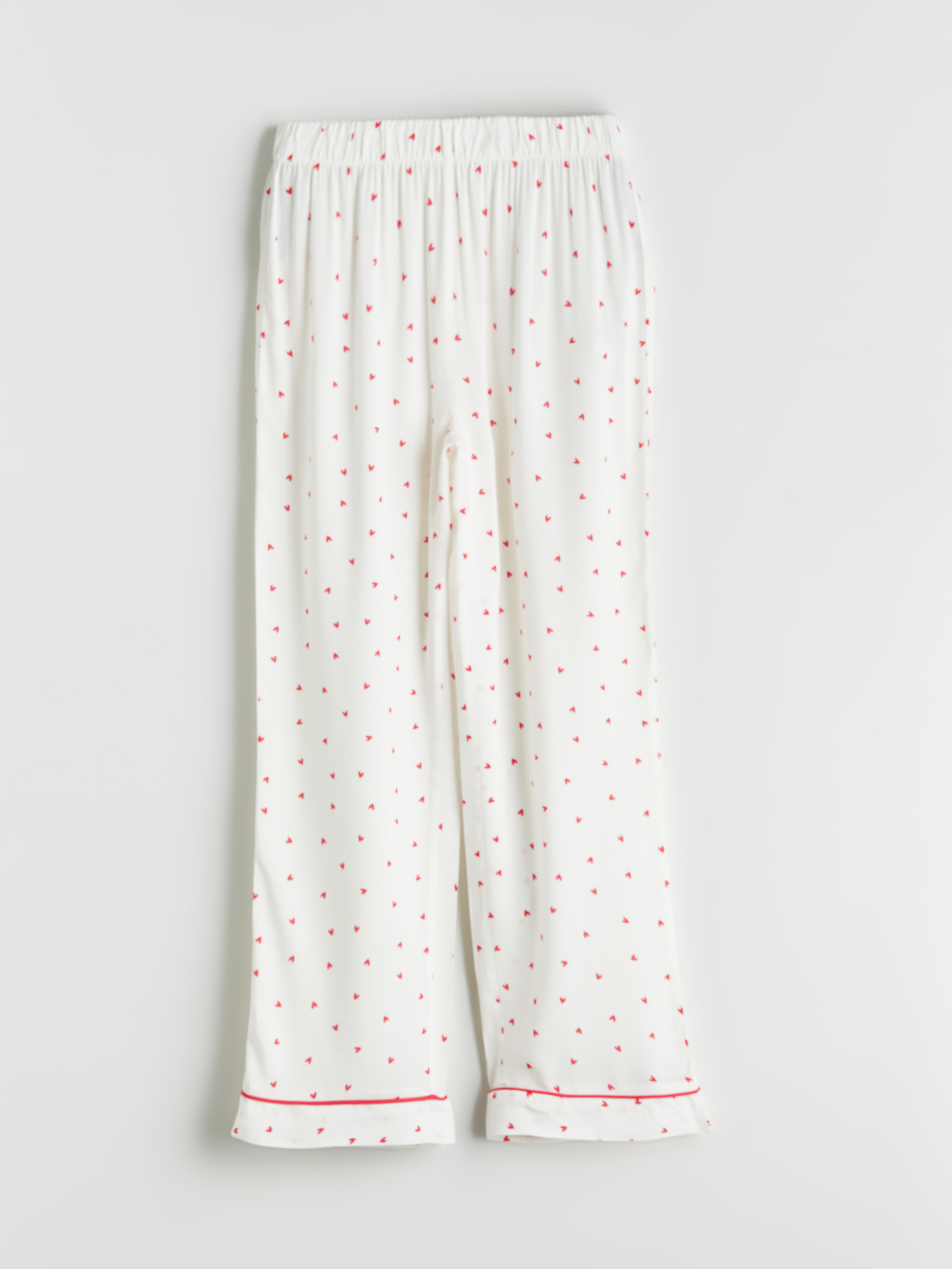 Ekru Kalp Baskılı Kadın Pijama Altı-1