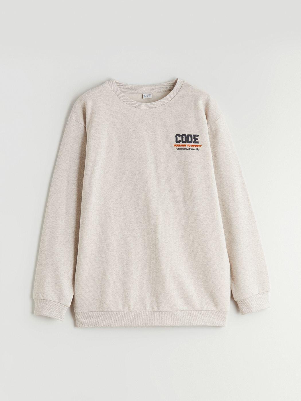 Bej Baskılı Erkek Çocuk Kalın Sweatshirt-2