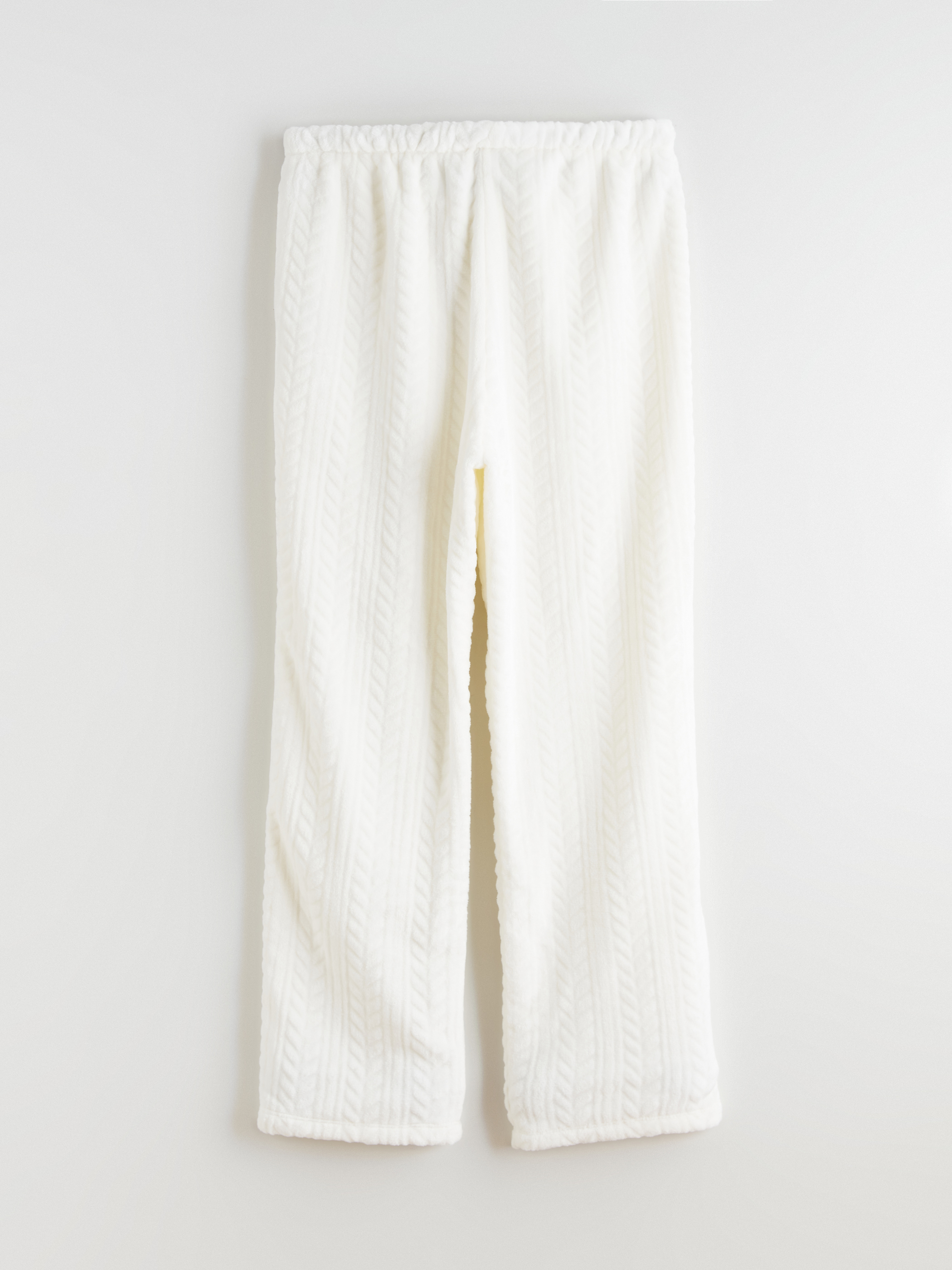 Ekru Desenli Kadın Pelüş Pijama Alt-1