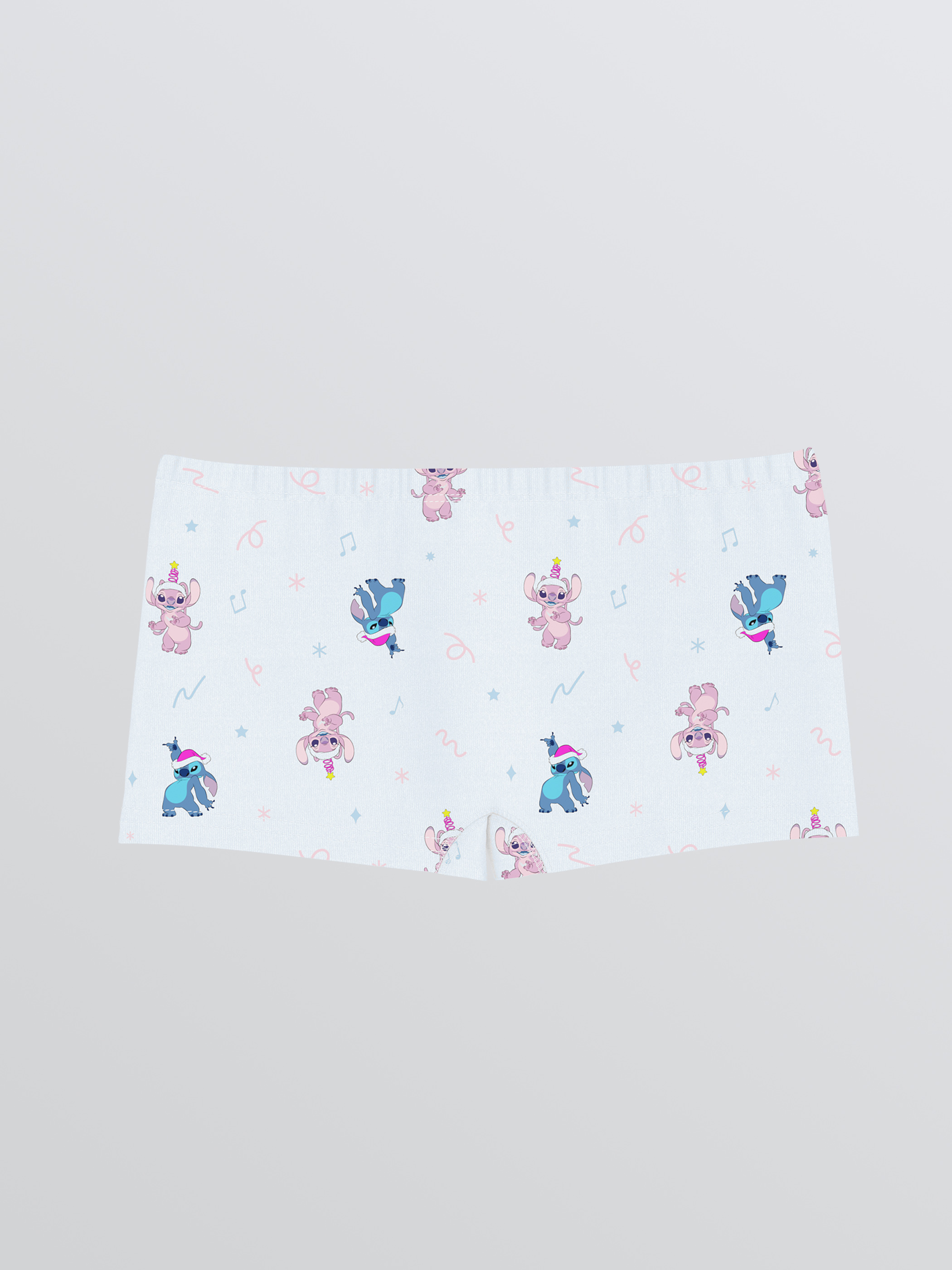 Beyaz Stitch Ve Angel Baskılı Kız Çocuk Boxer-1
