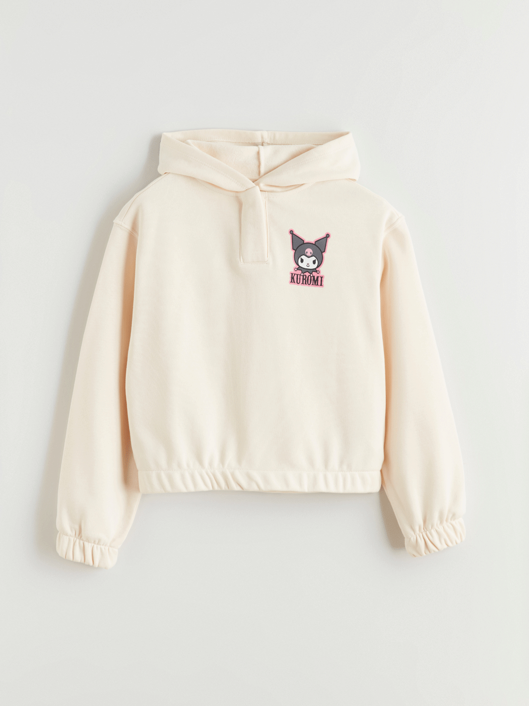 Bej Kapüşonlu Kuromi Baskılı Kız Çocuk Sweatshirt-1