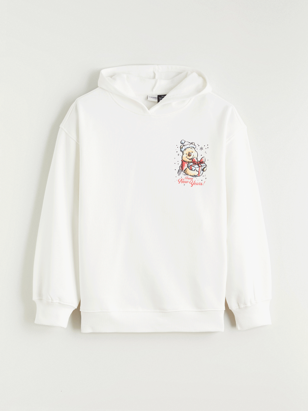 Ekru Kapüşonlu Winnie the Pooh Baskılı Kız Çocuk Kalın Sweatshirt-2