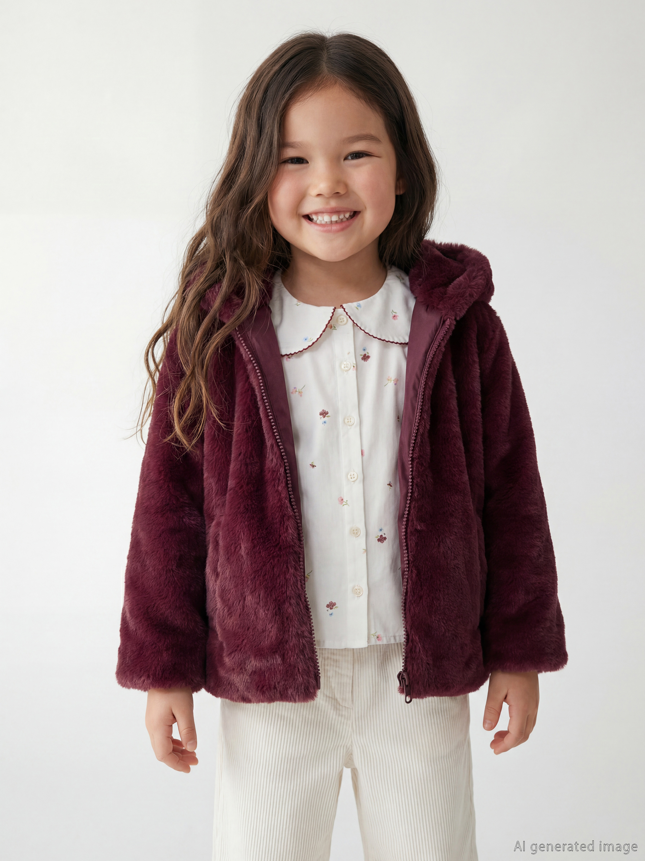 LCW Kids Kapüşonlu Kız Çocuk Pelüş Mont	 - W5EO65Z1-HRW