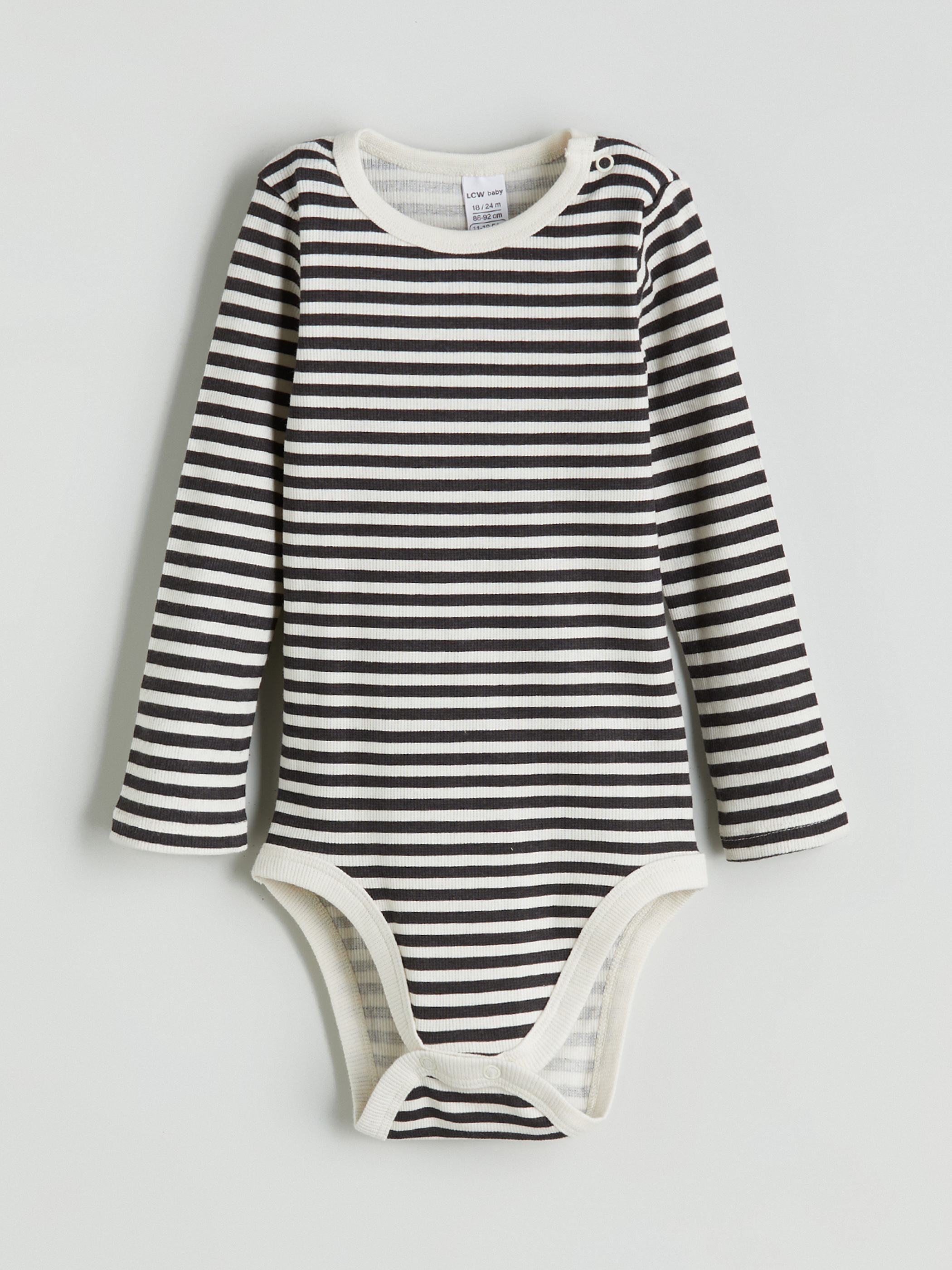 LCW baby Bisiklet Yaka Çizgili Erkek Bebek Çıtçıtlı Body
