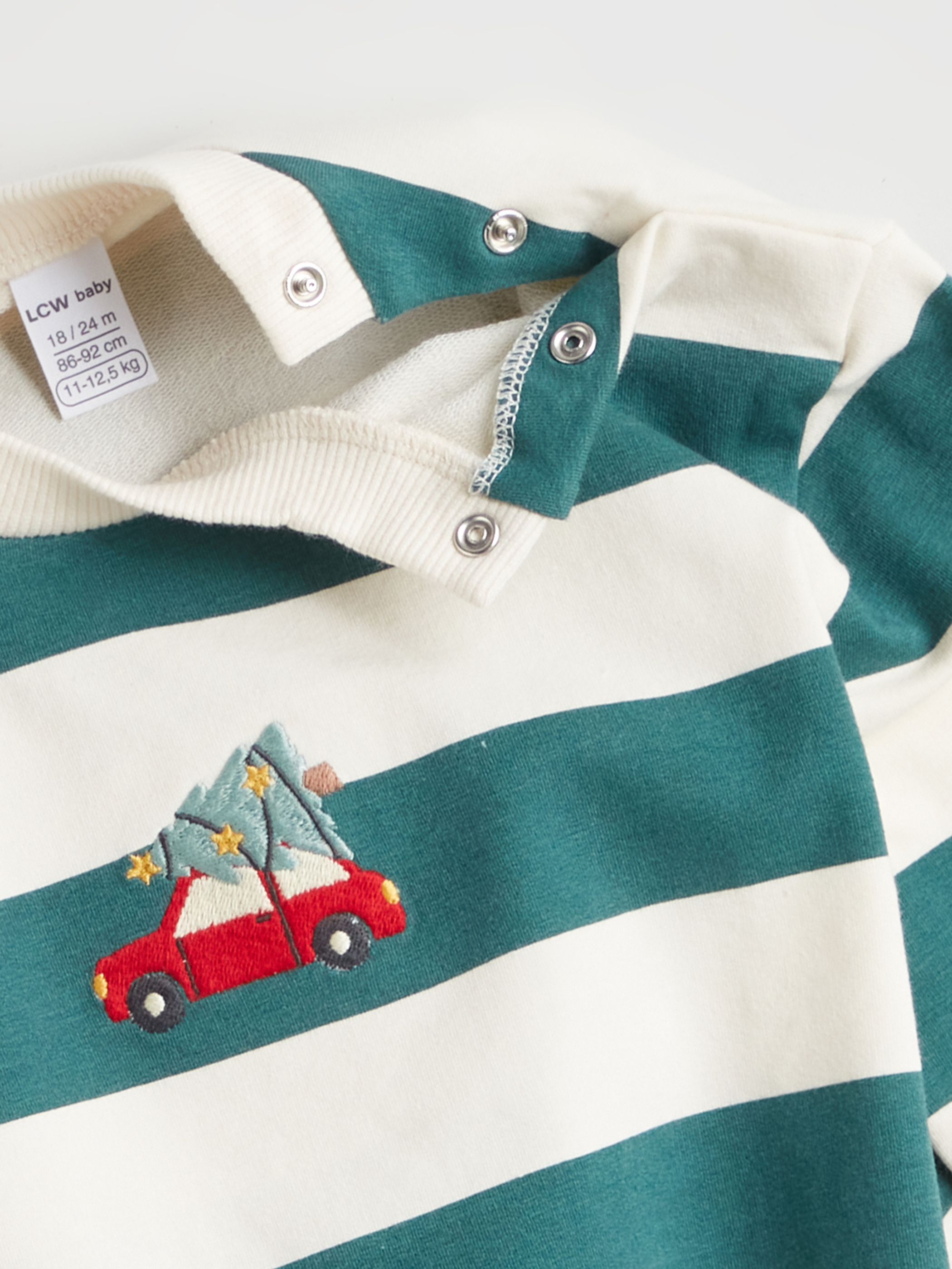 Ekru Nakışlı Erkek Bebek Sweatshirt-3