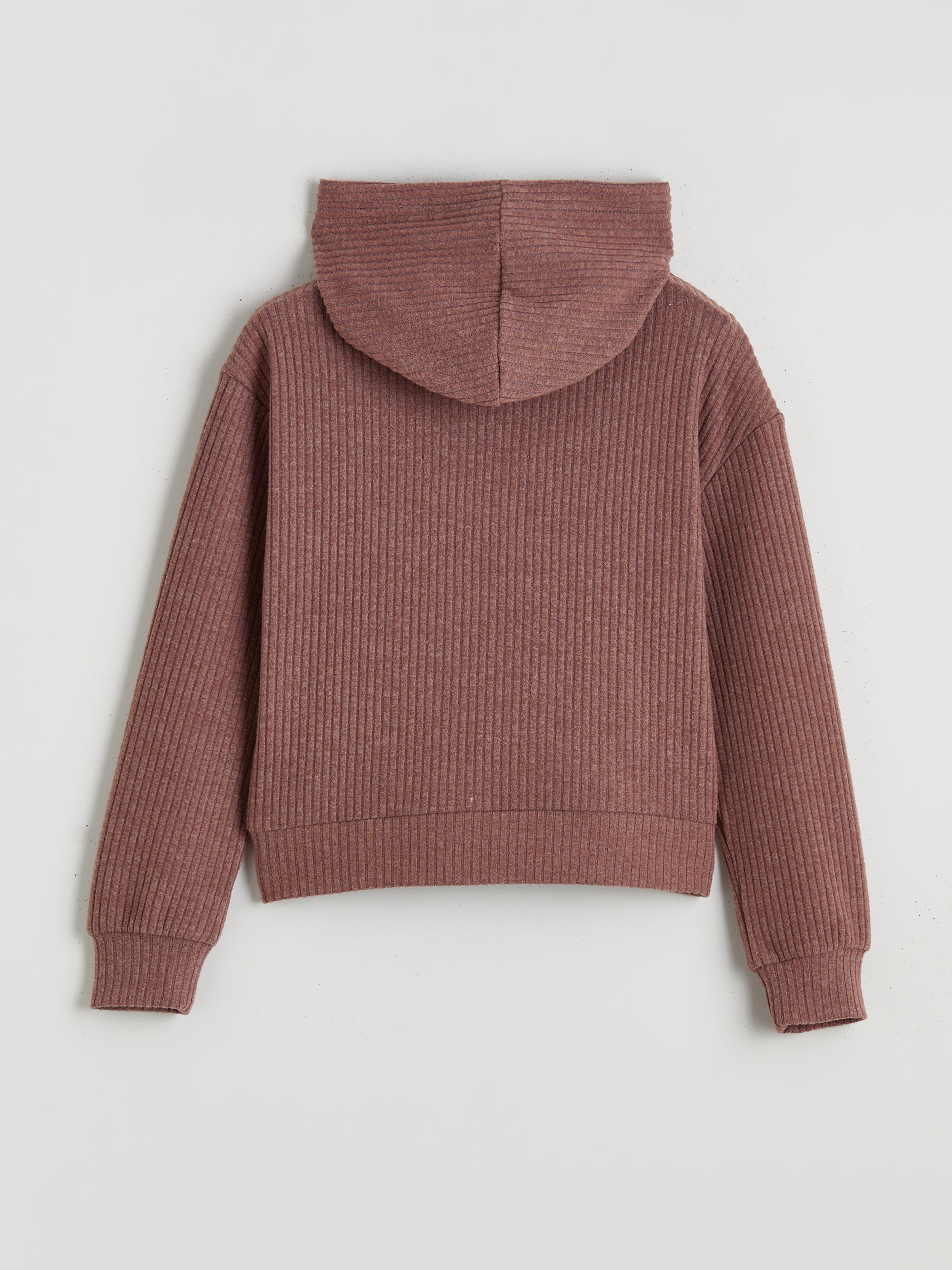 Kahverengi Kapüşonlu Kız Çocuk Sweatshirt-1
