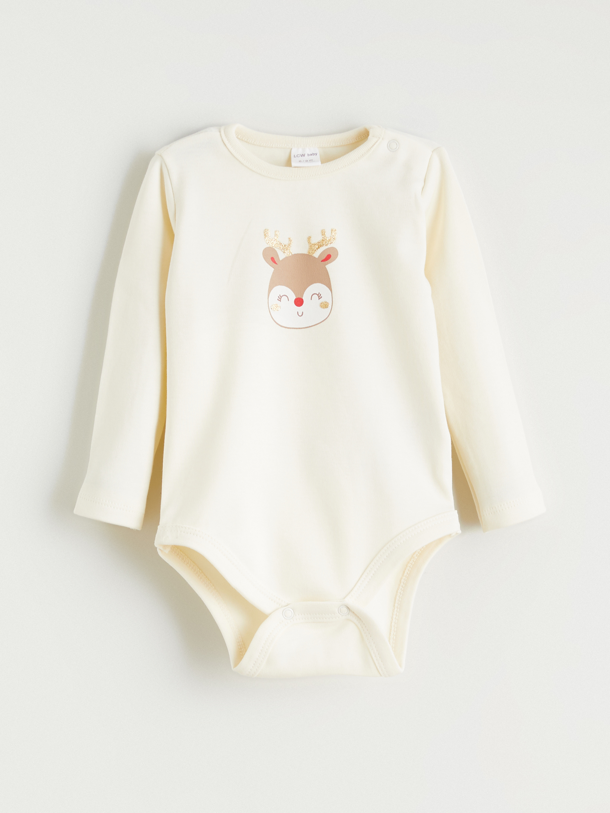 LCW baby Bisiklet Yaka Baskılı Kız Bebek Çıtçıtlı Body
