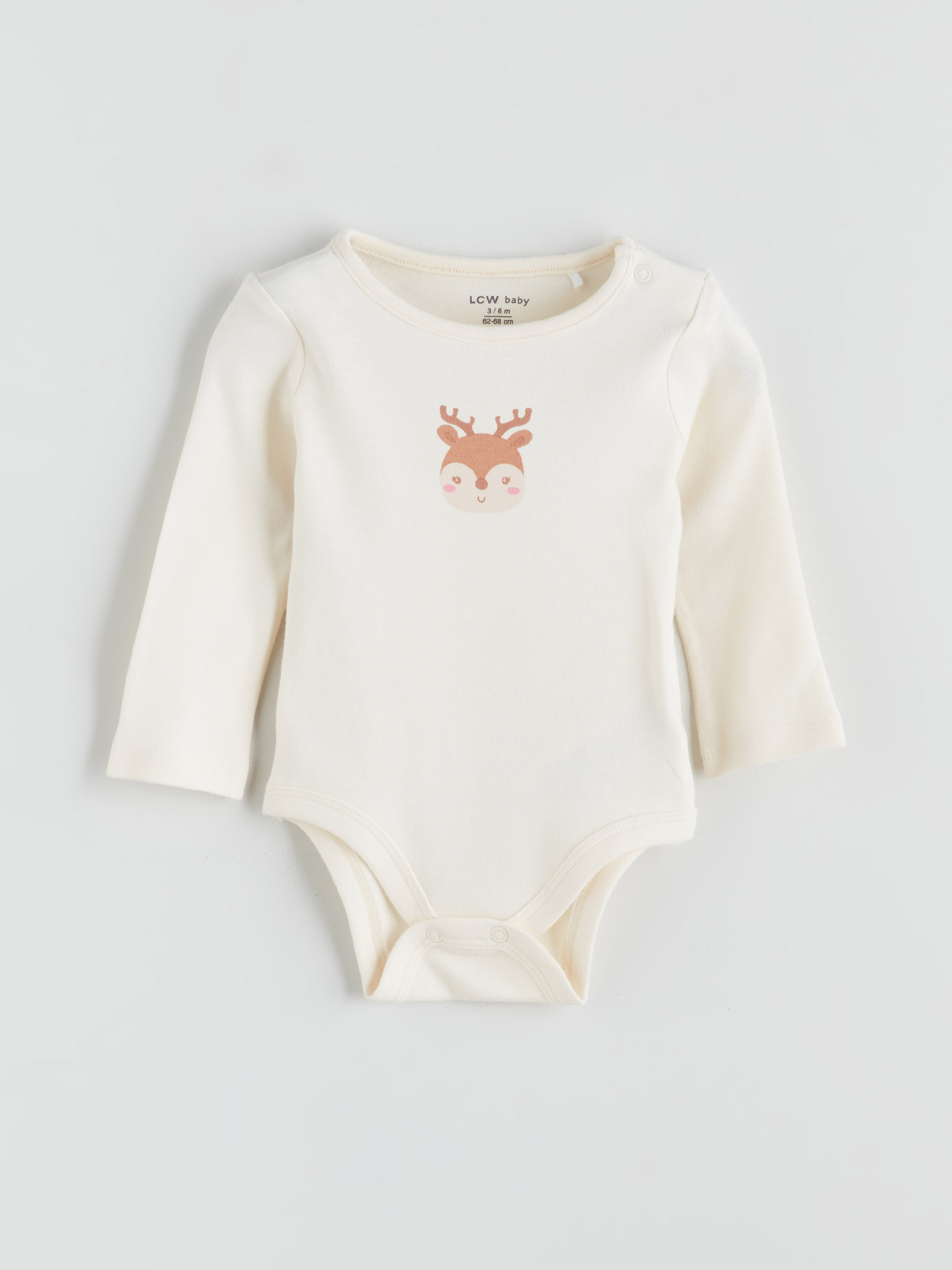 LCW baby Bisiklet Yaka Baskılı Kız Bebek Çıtçıtlı Body