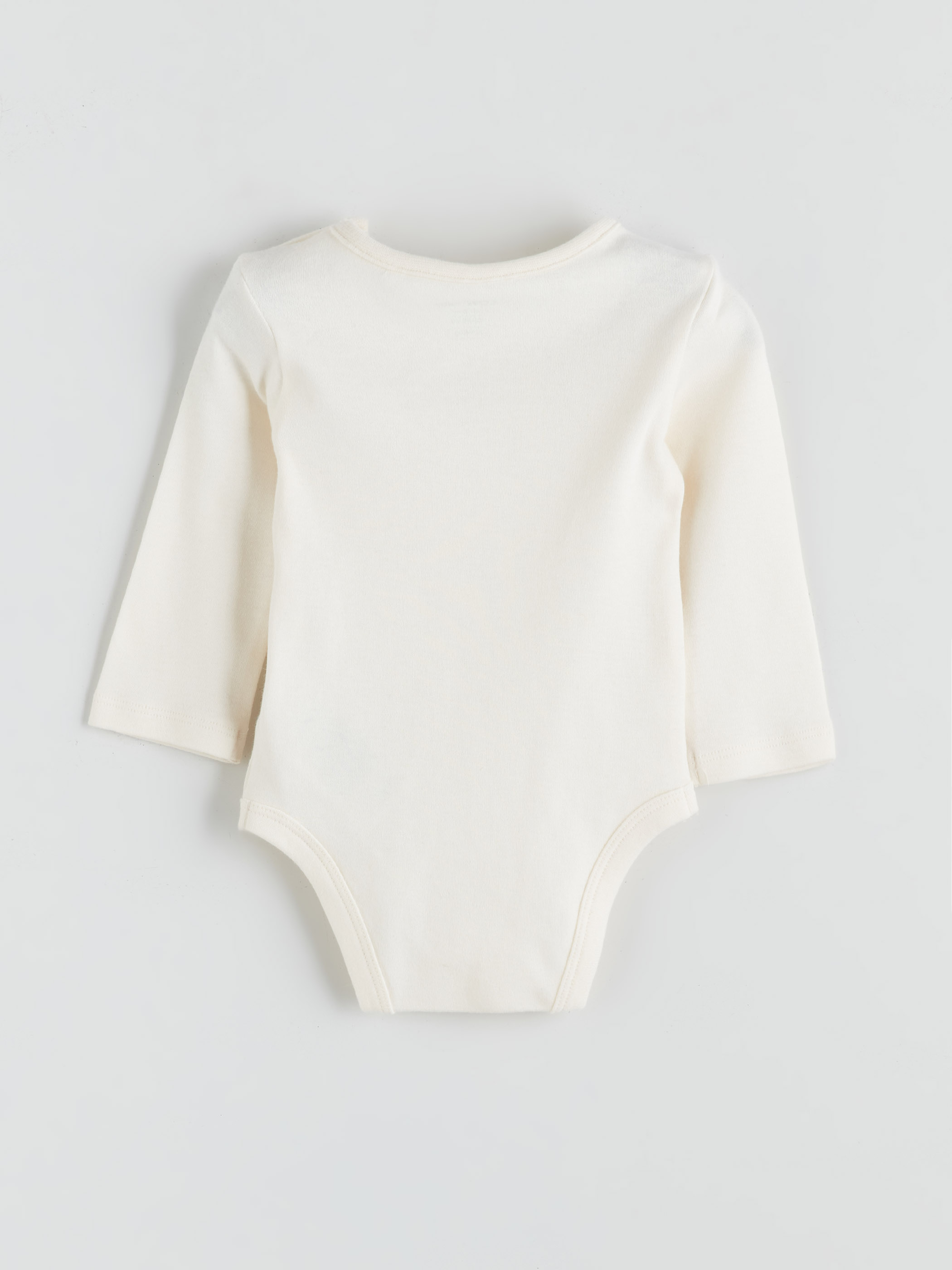 Bej Bisiklet Yaka Baskılı Kız Bebek Çıtçıtlı Body-1
