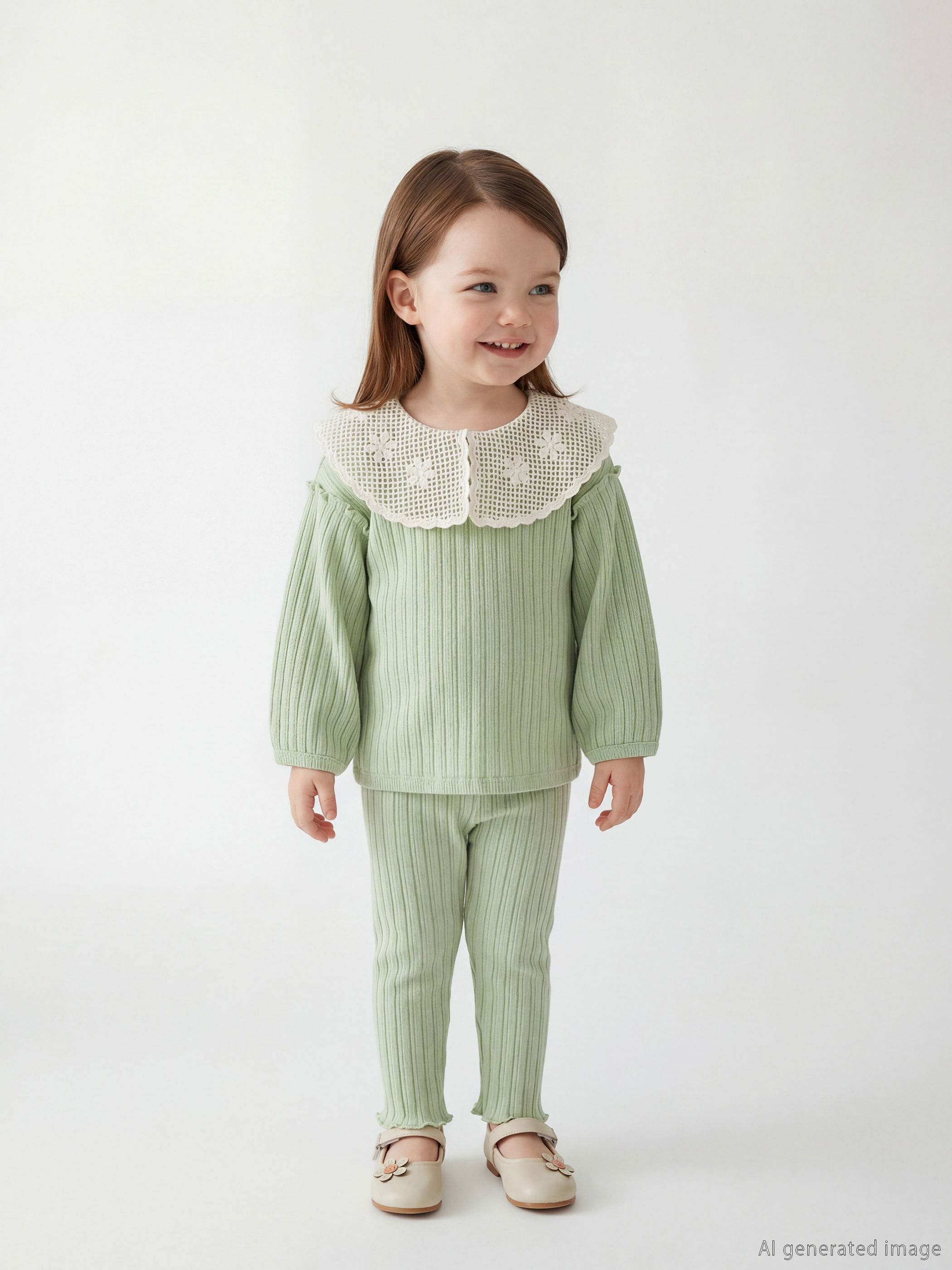 LCW baby Bebe Yaka Desenli Uzun Kollu Kız Bebek Bluz ve Tayt - W5GJ01Z1-FJY