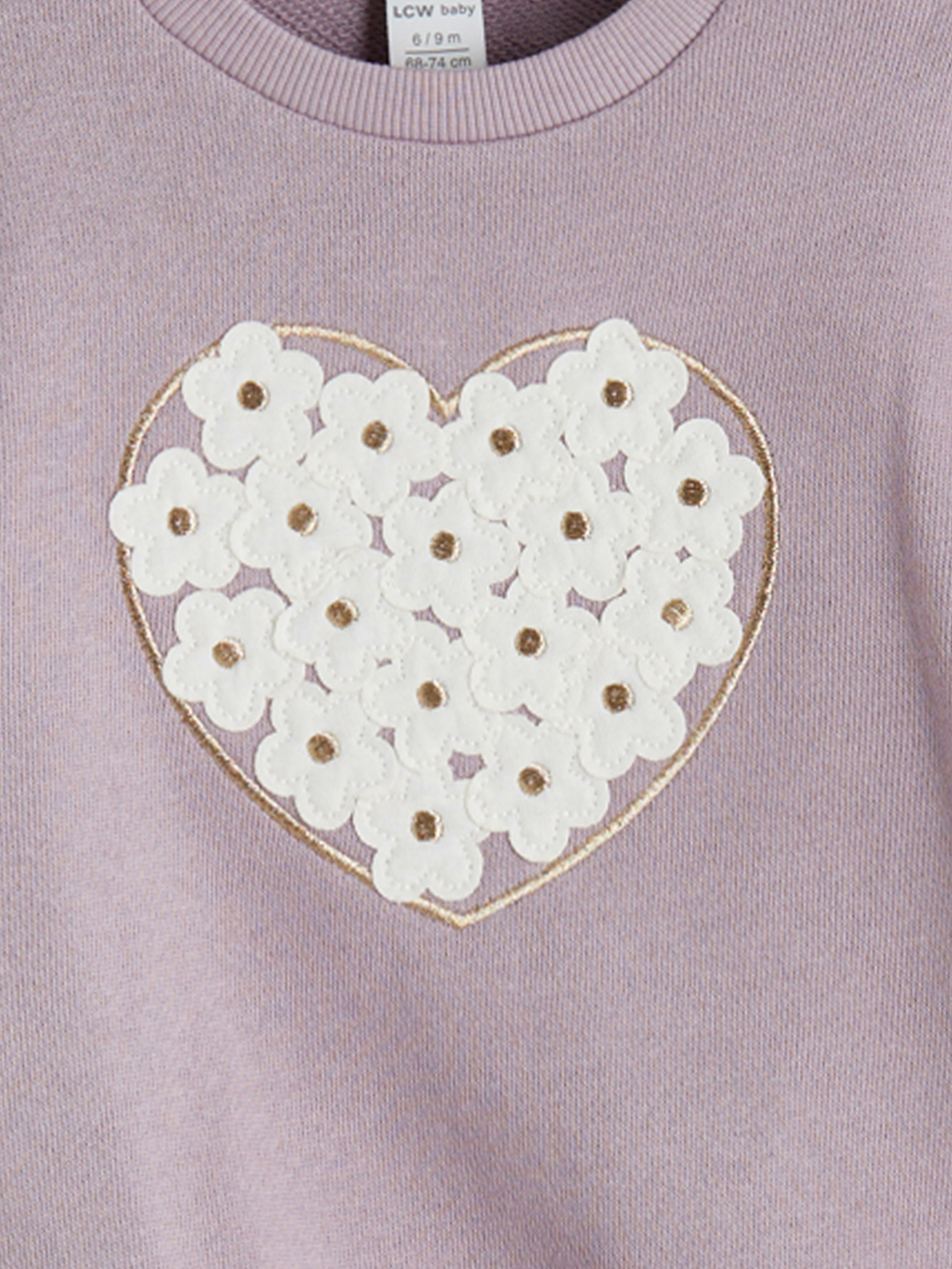 Lila Nakışlı Kız Bebek Sweatshirt-2