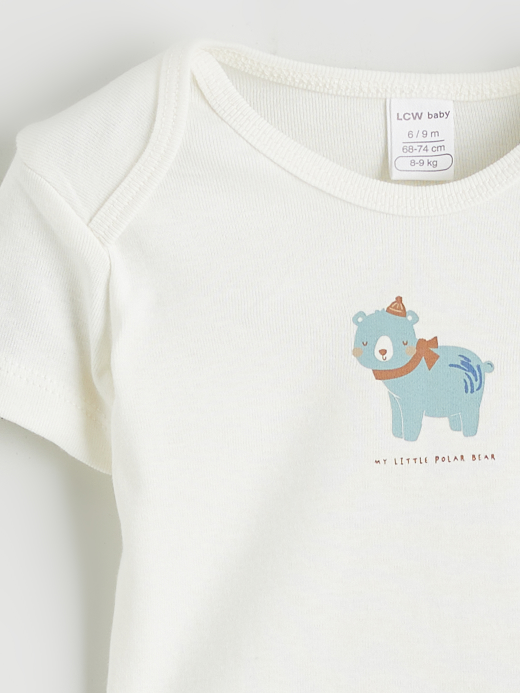 Ekru Zarf Yaka Erkek Bebek Çıtçıtlı Body-2