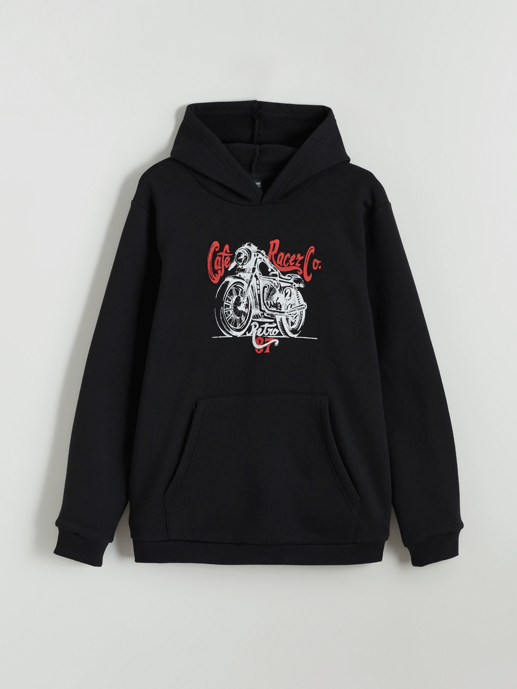 Siyah Kapüşonlu Erkek Çocuk Kalın Sweatshirt-1