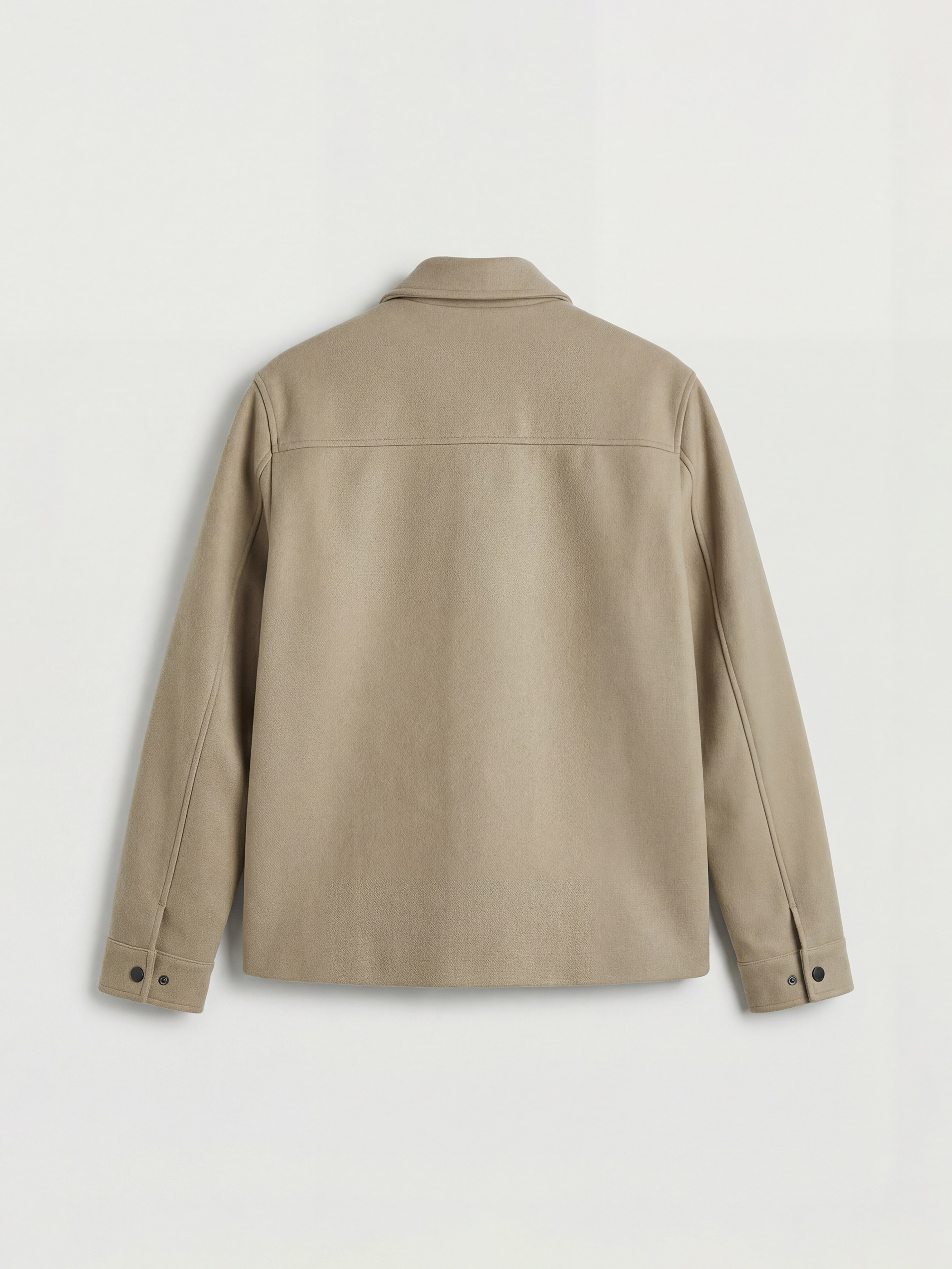 Bej Standart Kalıp Gömlek Yaka Erkek Kaşe Mont-2