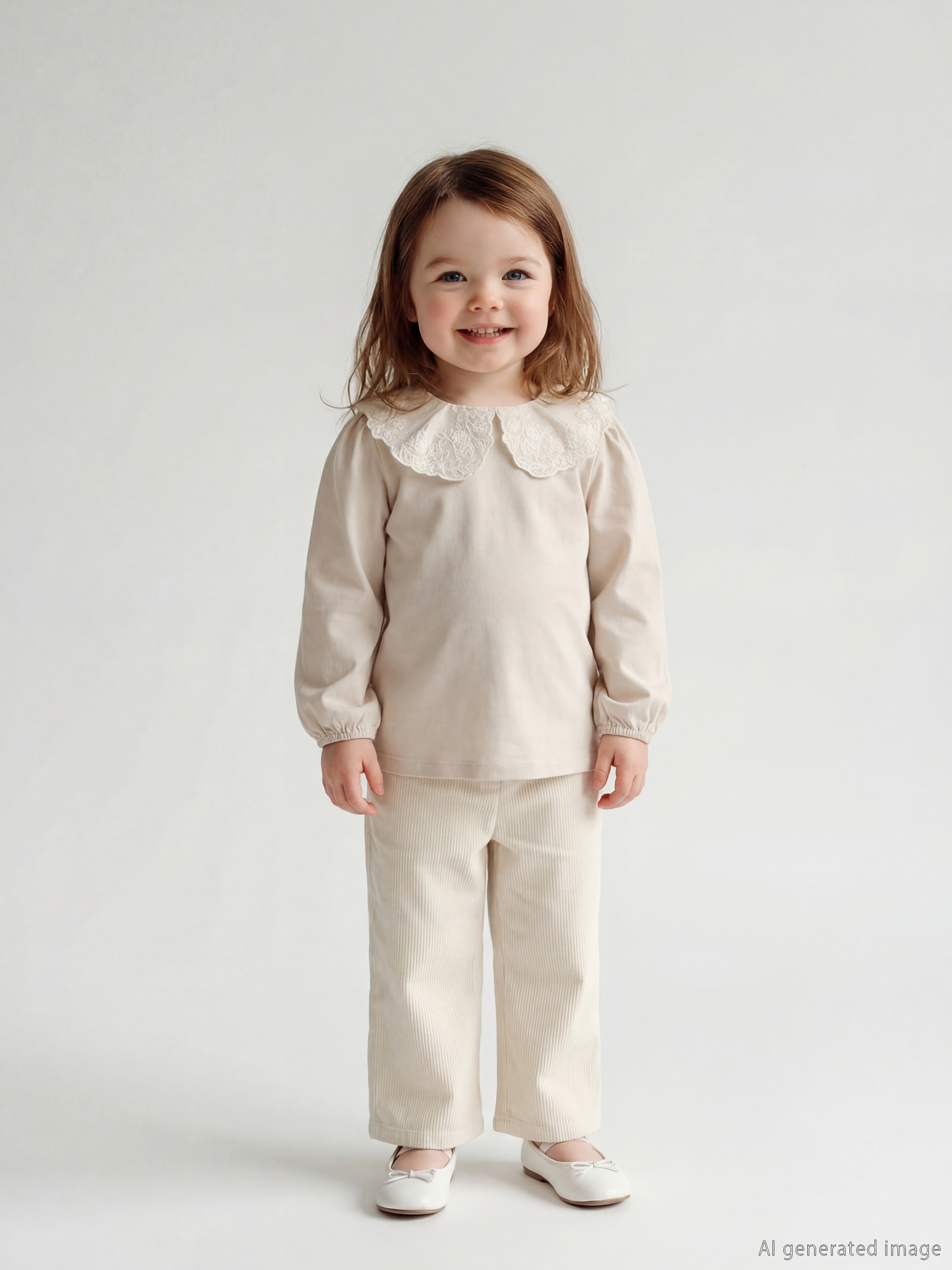 LCW baby Bebe Yaka Kız Bebek Bluz ve Kadife Pantolon - W5I330Z1-ZNN