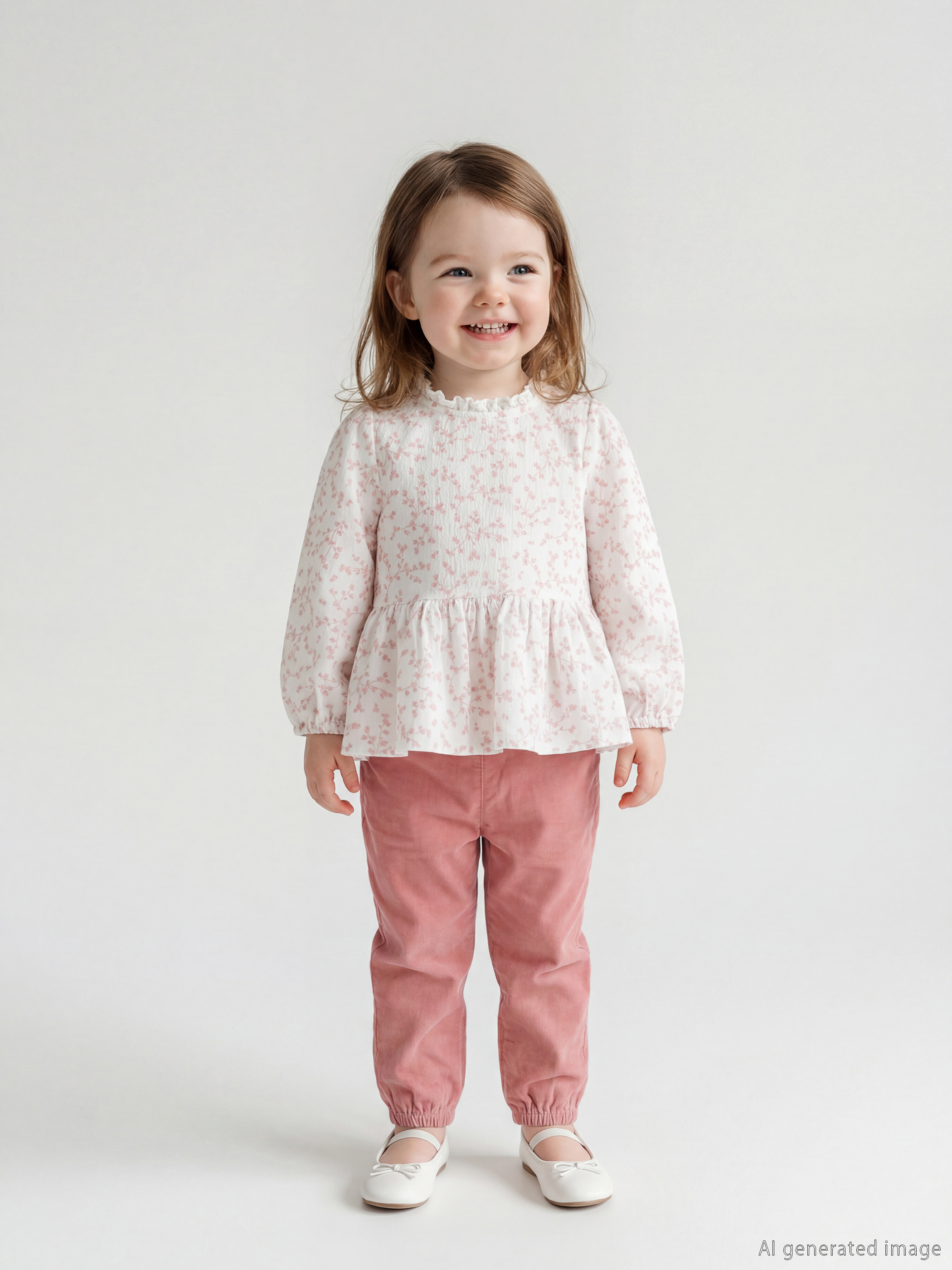 LCW baby Bisiklet Yaka Çiçekli Kız Bebek Bluz ve Pantolon - W5I333Z1-LQB