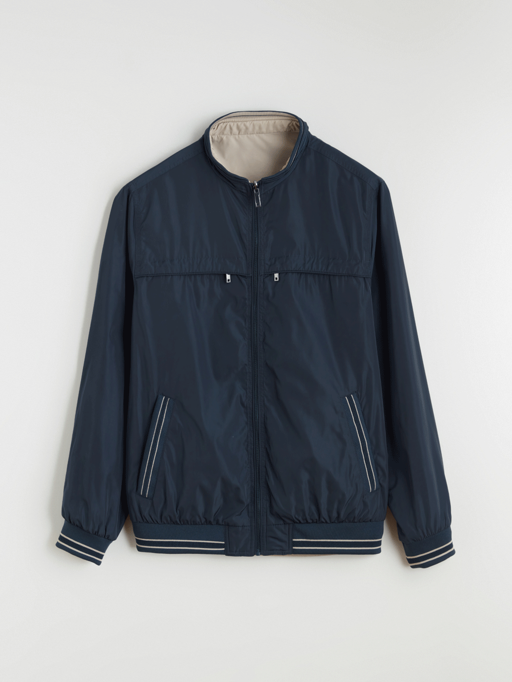 Regular Fit Funnel Neck Double Sided Men's Jacket-6