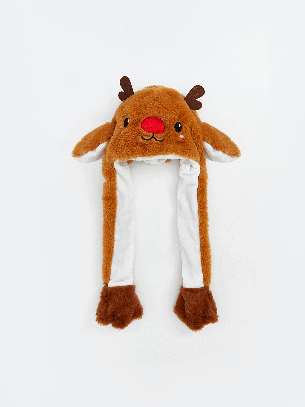 Kahverengi Hayvan Figürlü Pelüş Erkek Çocuk Kar Şapkası-1