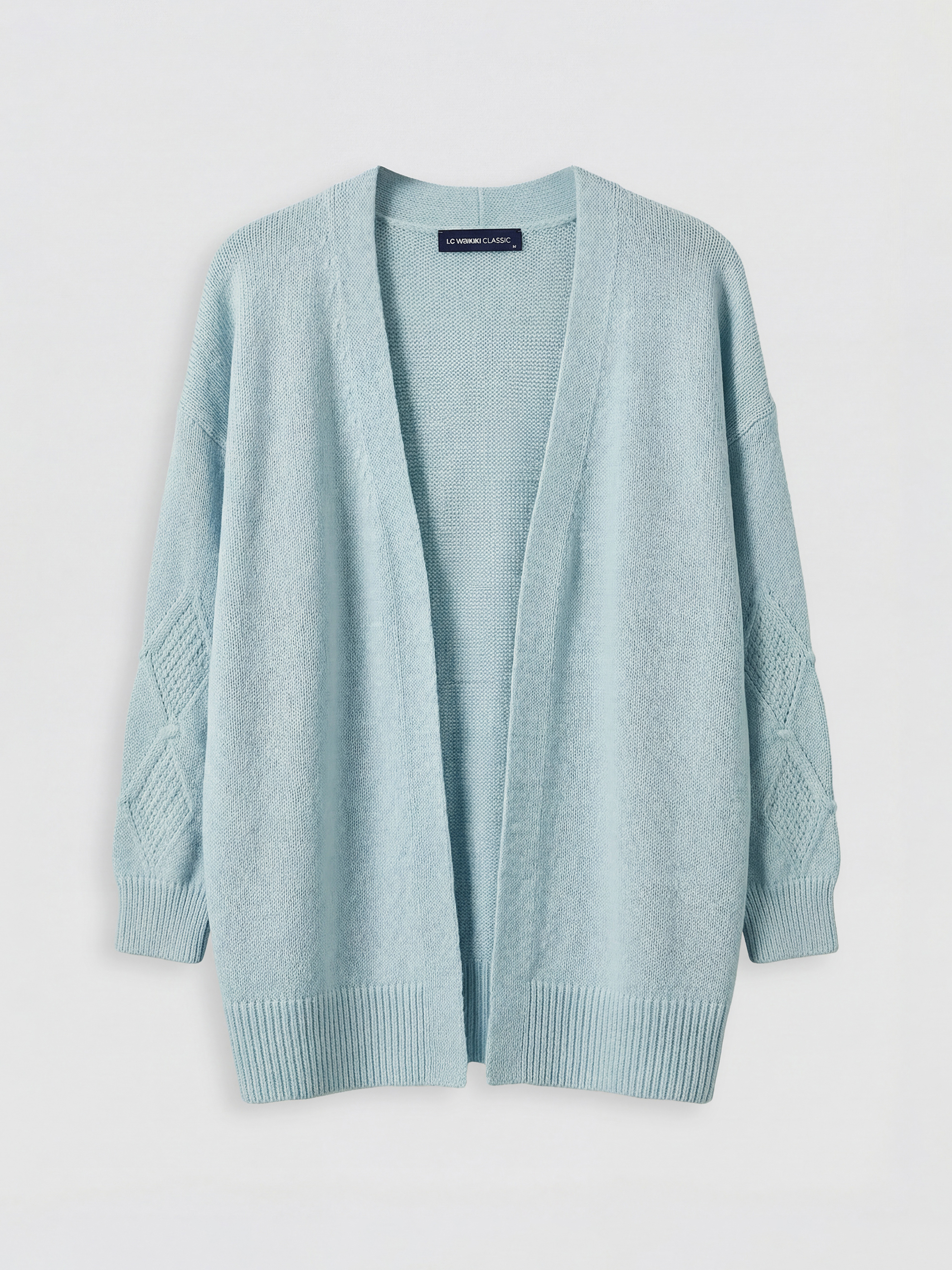 LCWAIKIKI Classic Shawl Collar Hole-Knitted Women's Tricot Cardigan - W5IV33Z8-QWQ