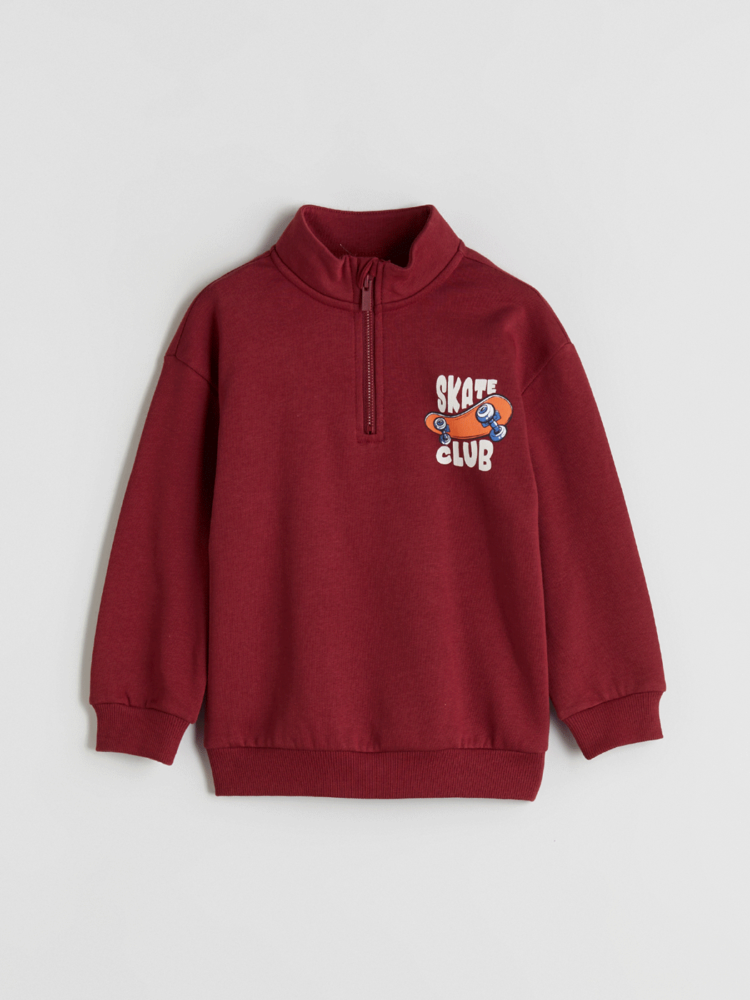 Bordo Dik Yaka Erkek Çocuk Sweatshirt-2