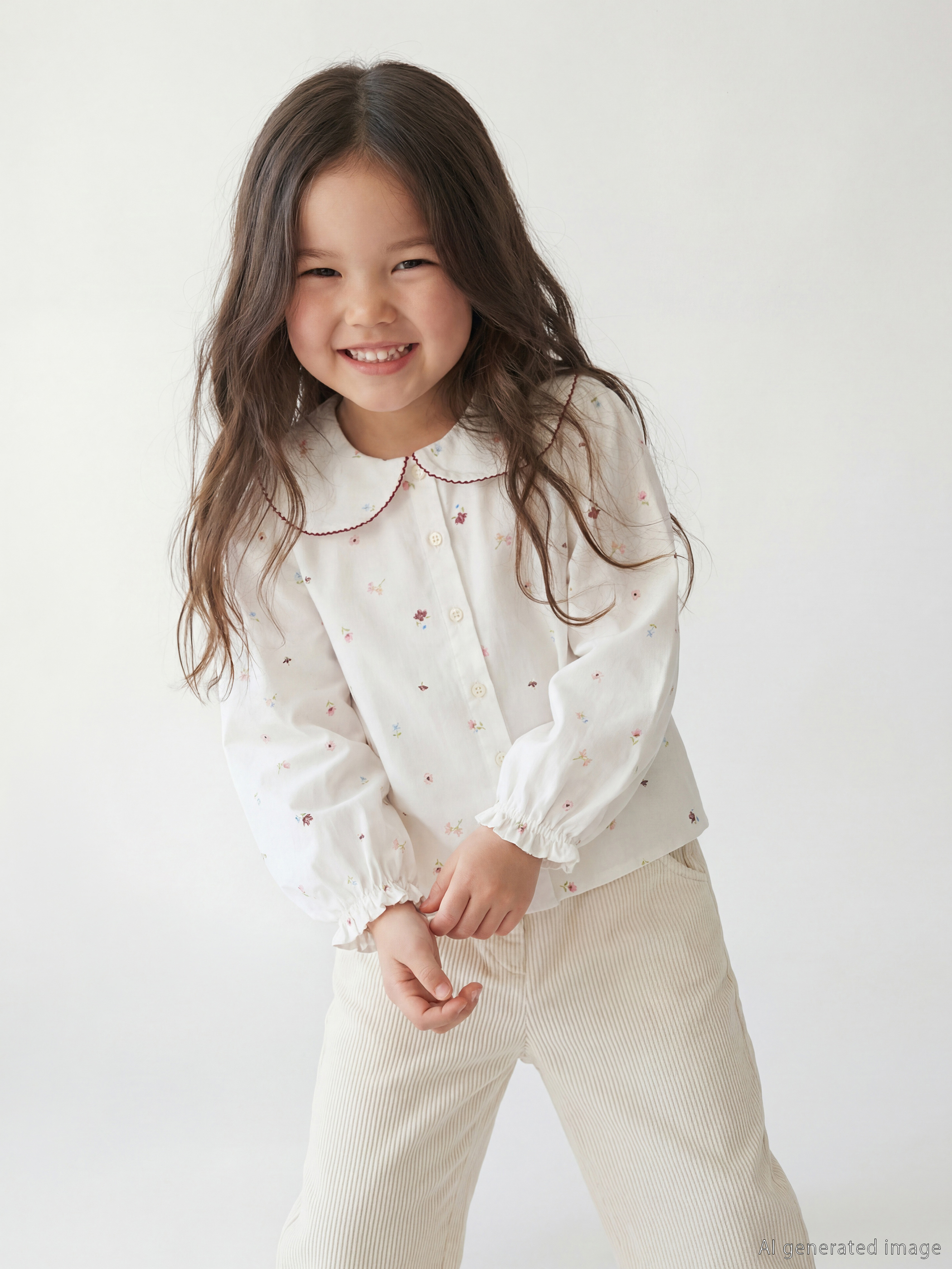 LCW Kids Bebe Yaka Çiçekli Kız Çocuk Gömlek - W5JH79Z1-LRA