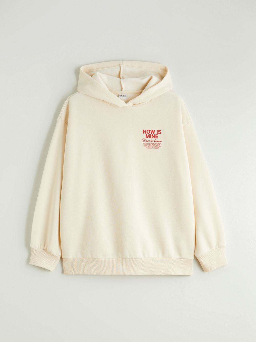 Bej Kapüşonlu Kız Çocuk Kalın Sweatshirt-2