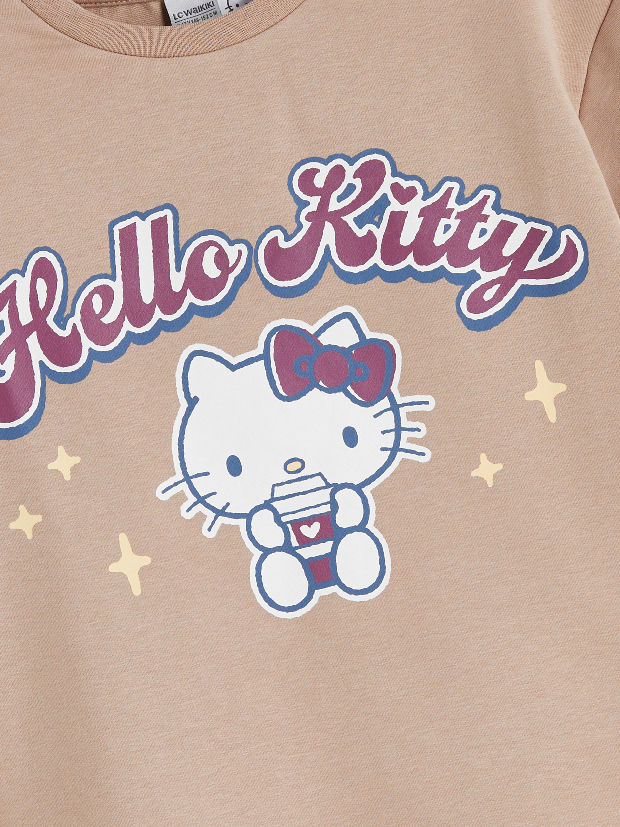 Kahverengi Hello Kitty Baskılı Kız Çocuk Tişört-2