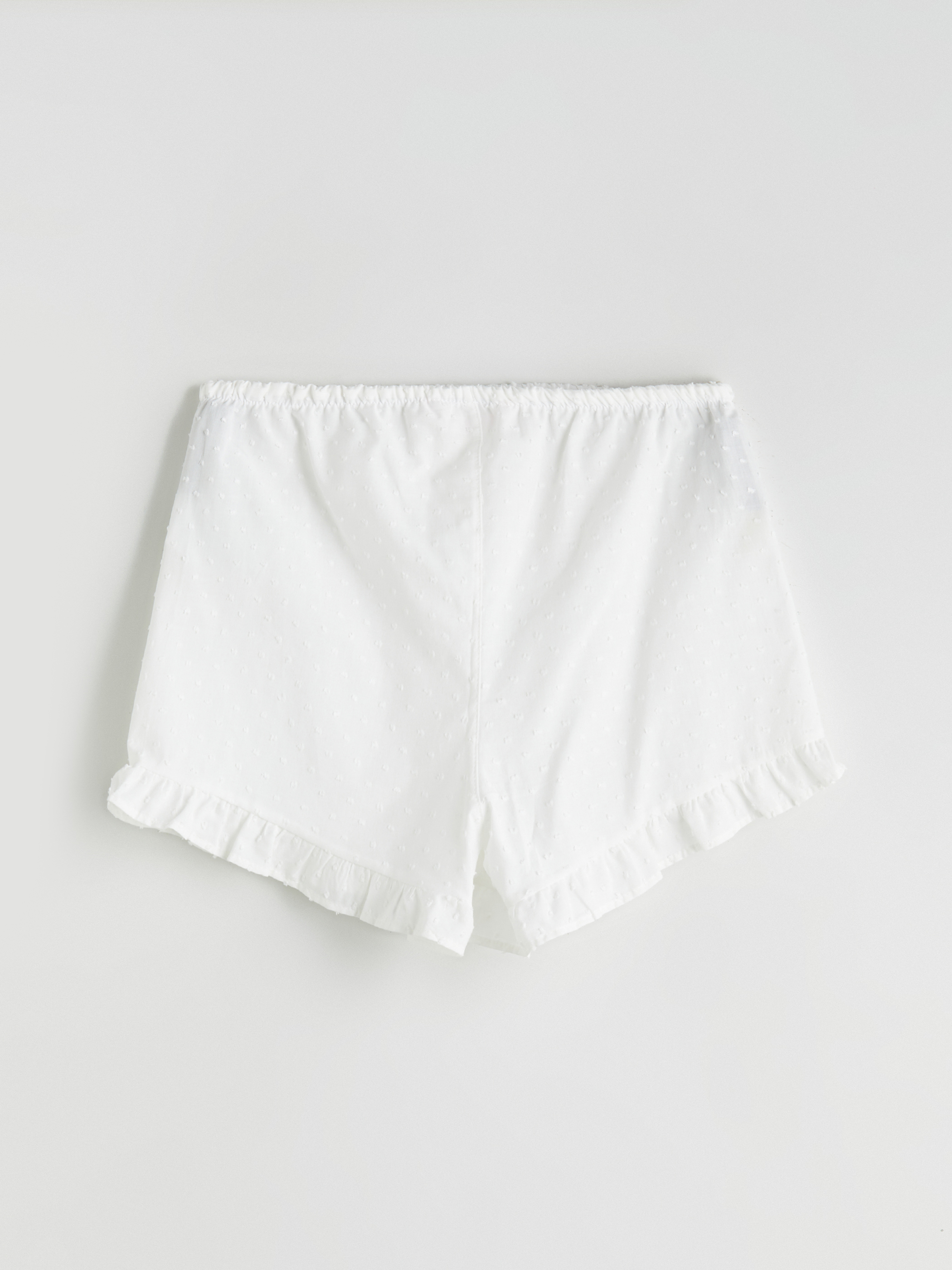 Ekru Puantiyeli Kadın Şort Pijama Alt-1