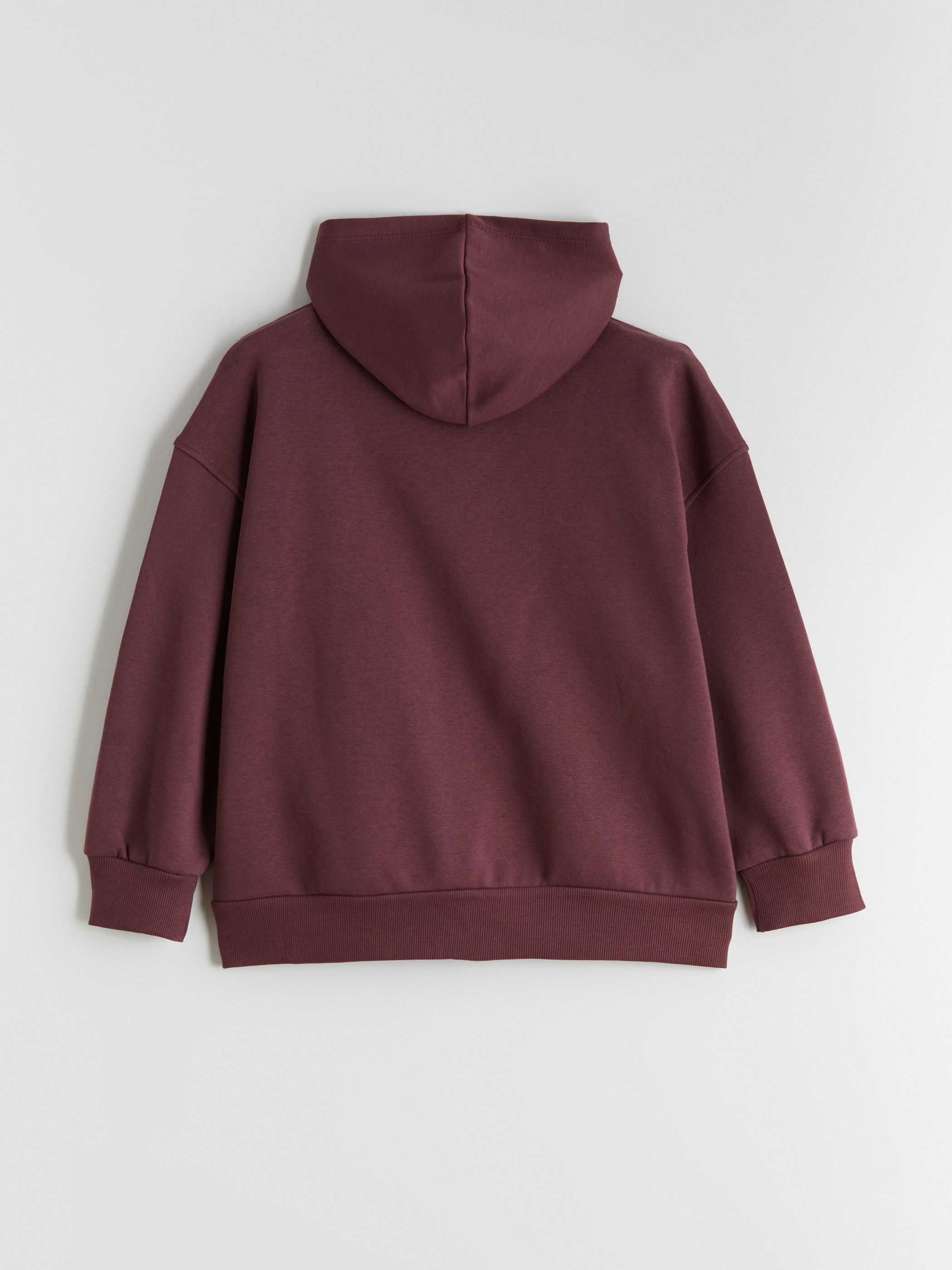 Mürdüm Kapüşonlu Kız Çocuk Kalın Fermuarlı Sweatshirt-1