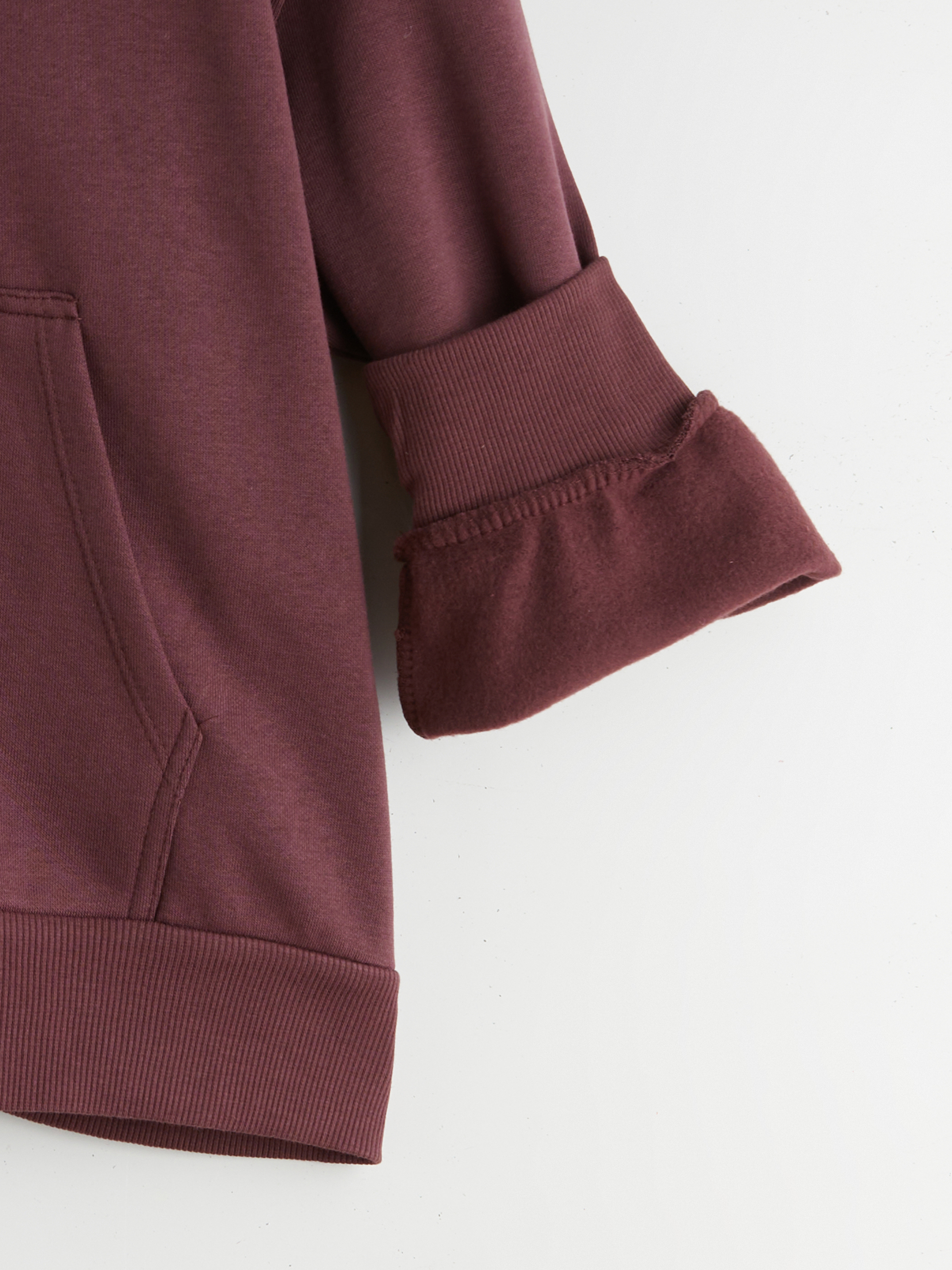 Mürdüm Kapüşonlu Kız Çocuk Kalın Fermuarlı Sweatshirt-2