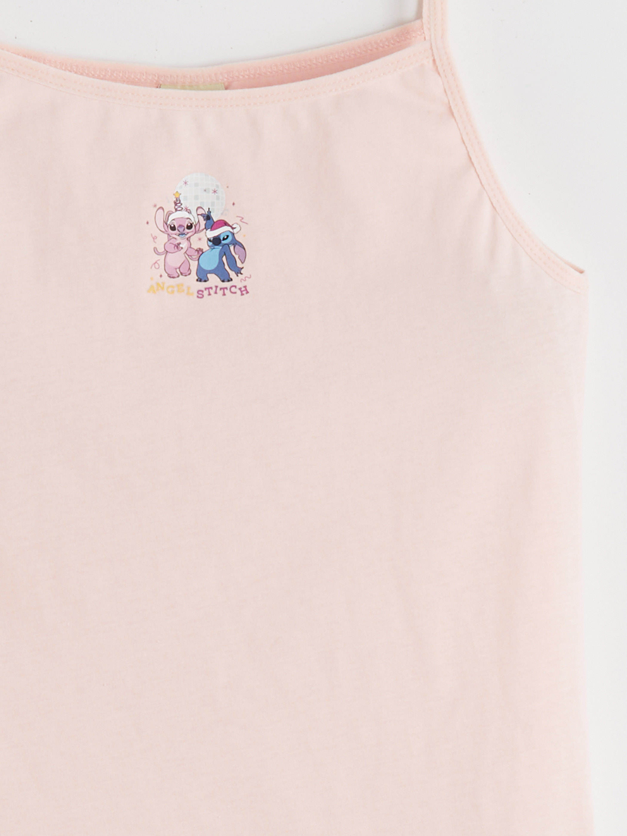 Pembe Stitch Ve Angel Baskılı Kız Çocuk Atlet-2