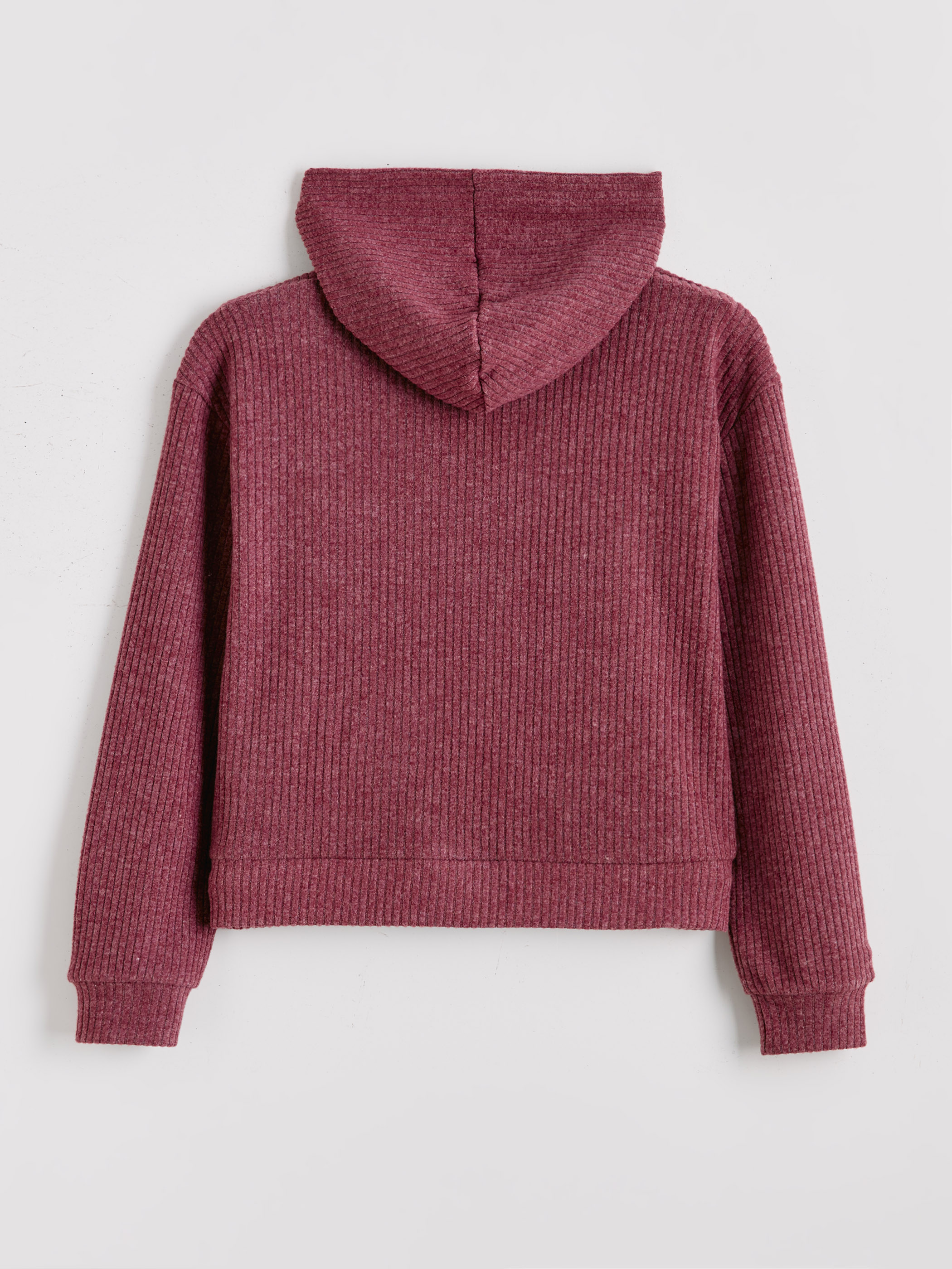 Mürdüm Kapüşonlu Kız Çocuk Sweatshirt-1
