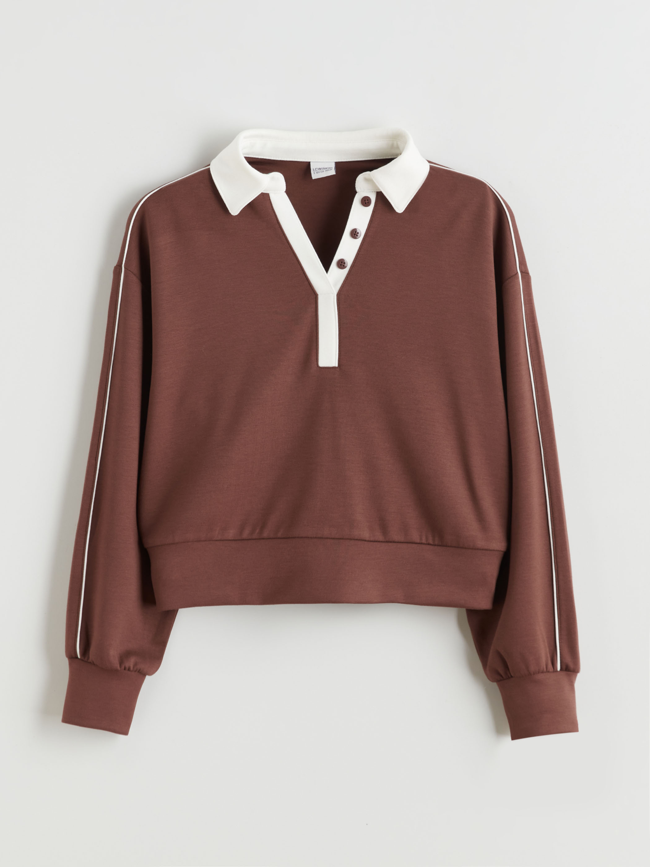 LCW Kids Polo Yaka Kız Çocuk Soft Touch Sweatshirt