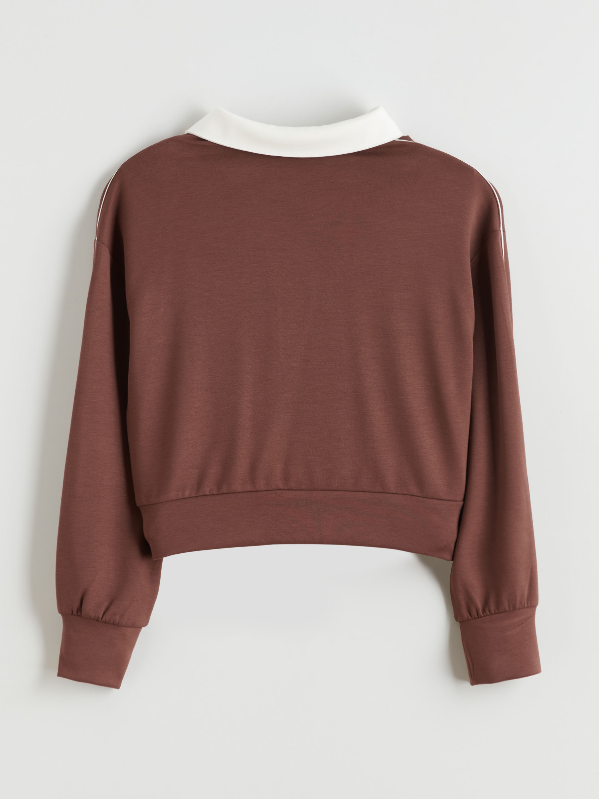Bordo Polo Yaka Kız Çocuk Soft Touch Sweatshirt-1