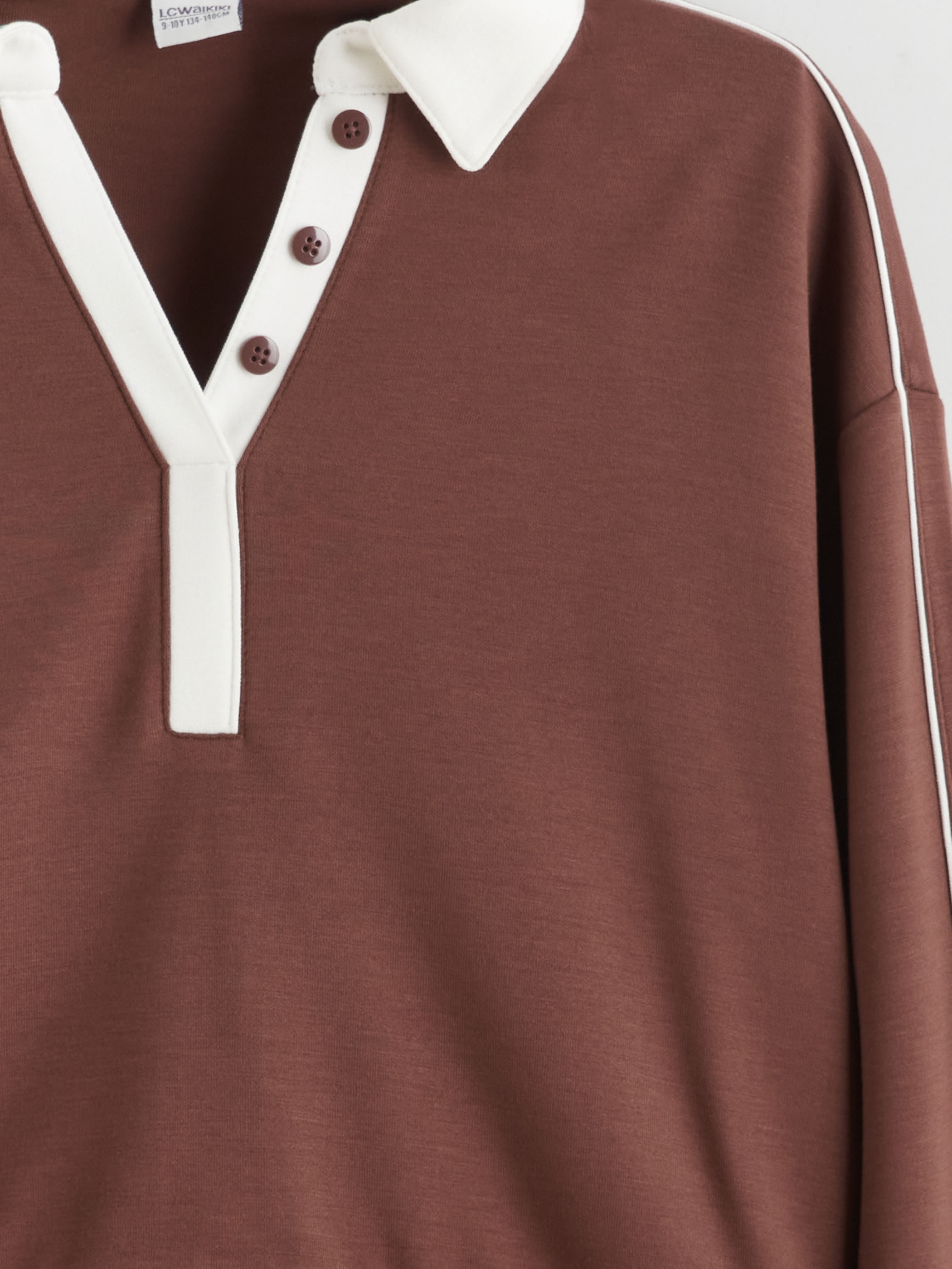 Bordo Polo Yaka Kız Çocuk Soft Touch Sweatshirt-2