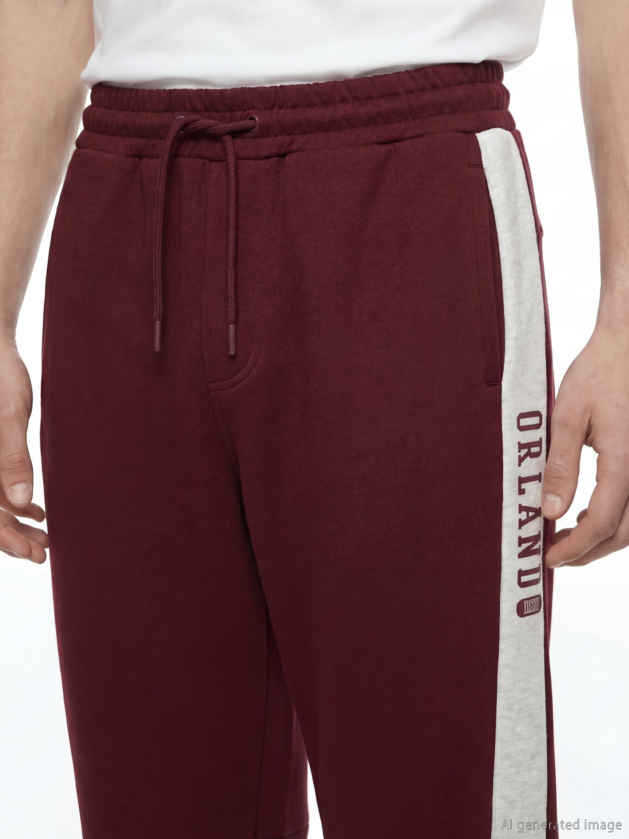 Bordo Standart Kalıp Erkek Eşofman Altı-2