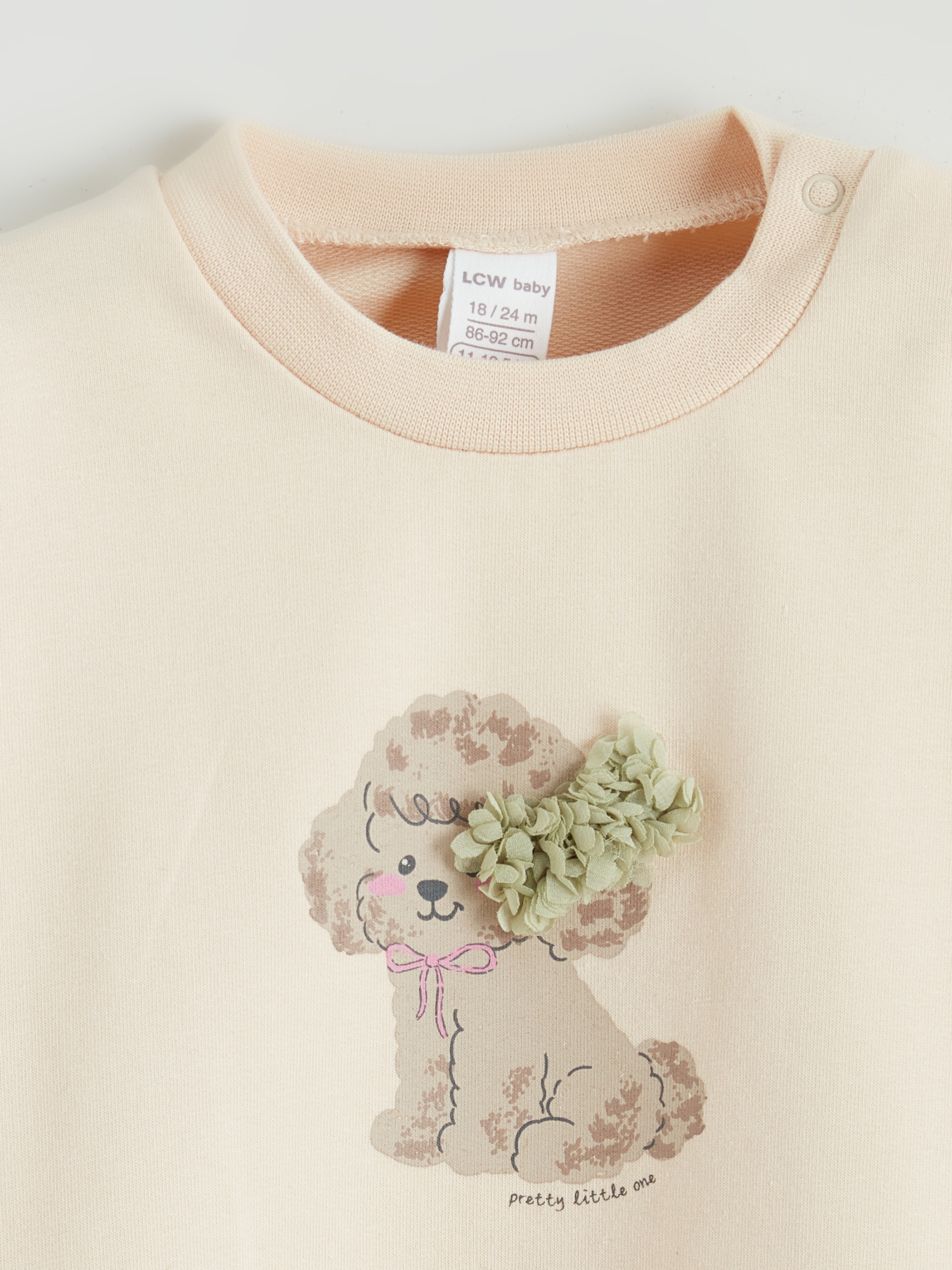 Bej Baskılı Kız Bebek Sweatshirt-2