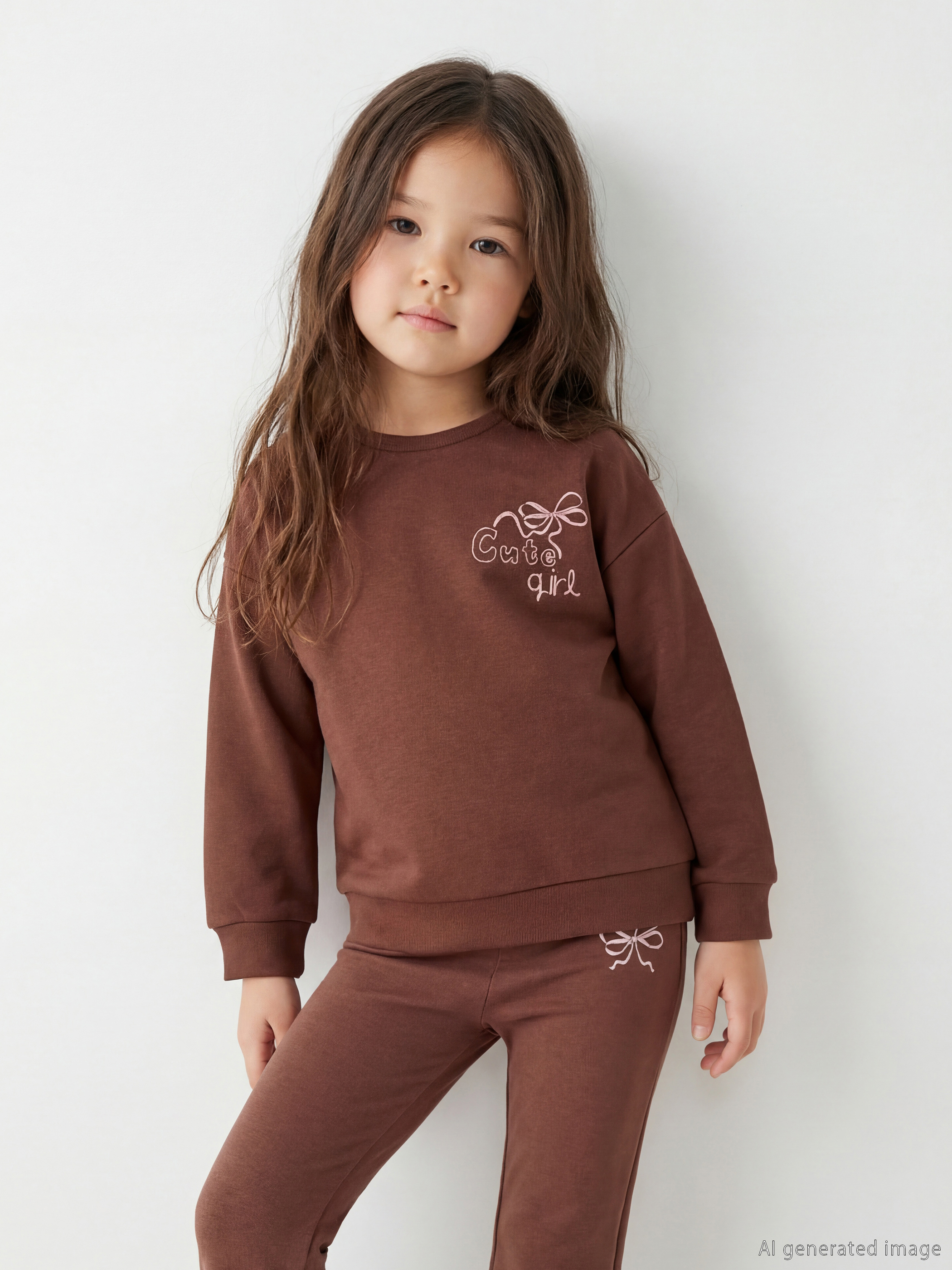 LCW Kids Fiyonk Baskılı Soft Touch Kız Çocuk Sweatshirt - W5NC18Z1-HHA