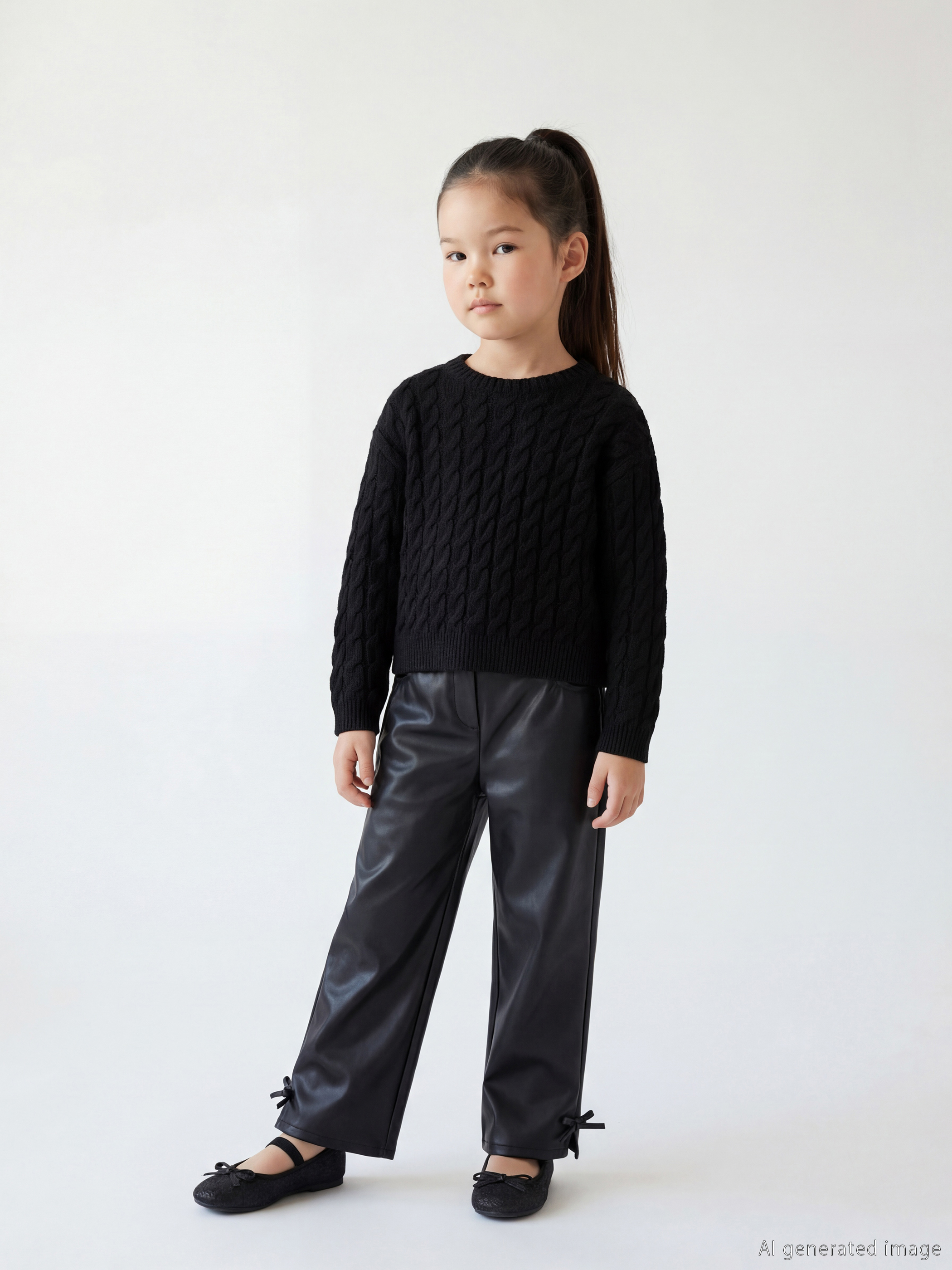 LCW Kids Fiyonk Detaylı Deri Görünümlü Kız Çocuk Pantolon - W5NF51Z1-CVL