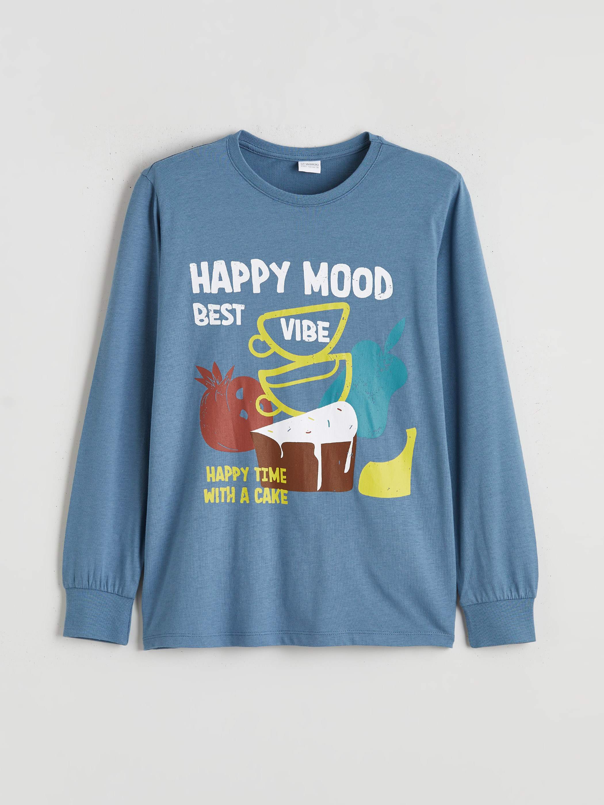 İndigo Baskılı Erkek Çocuk Pijama Üst