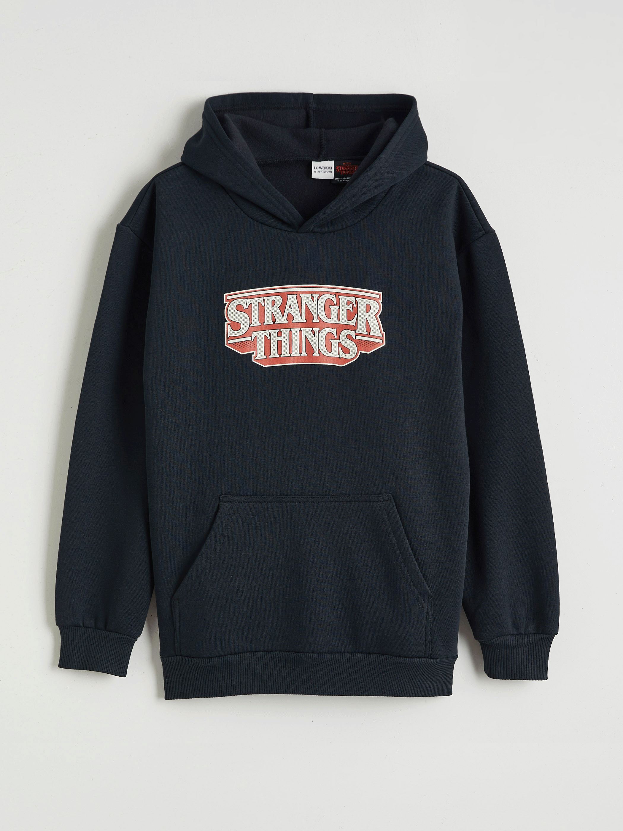 Antrasit Stranger Things Baskılı Erkek Çocuk Kalın Sweatshirt-1