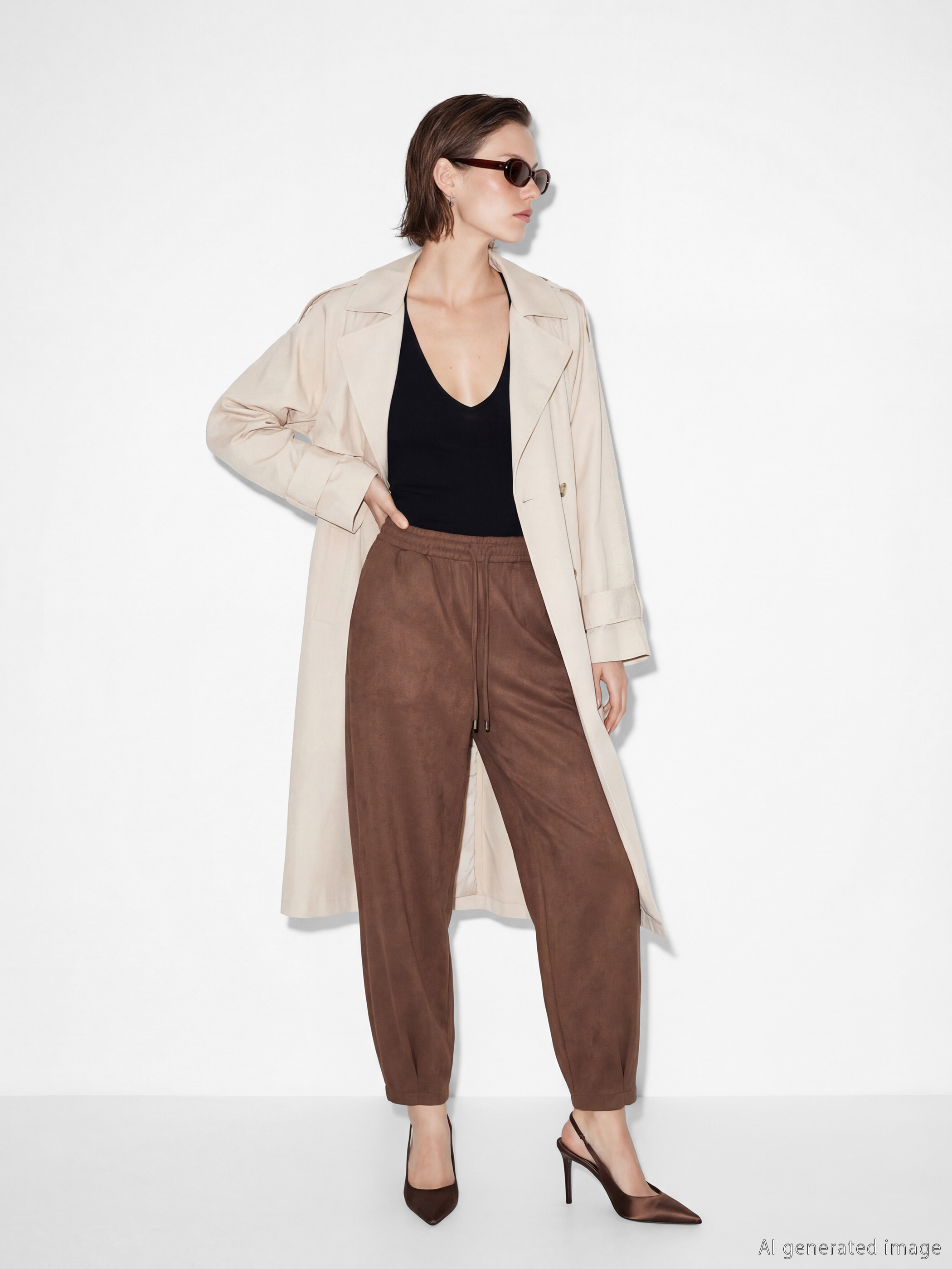 LCW Vision Beli Lastikli Süet Görünümlü Kadın Jogger Pantolon - W5O799Z8-YKH