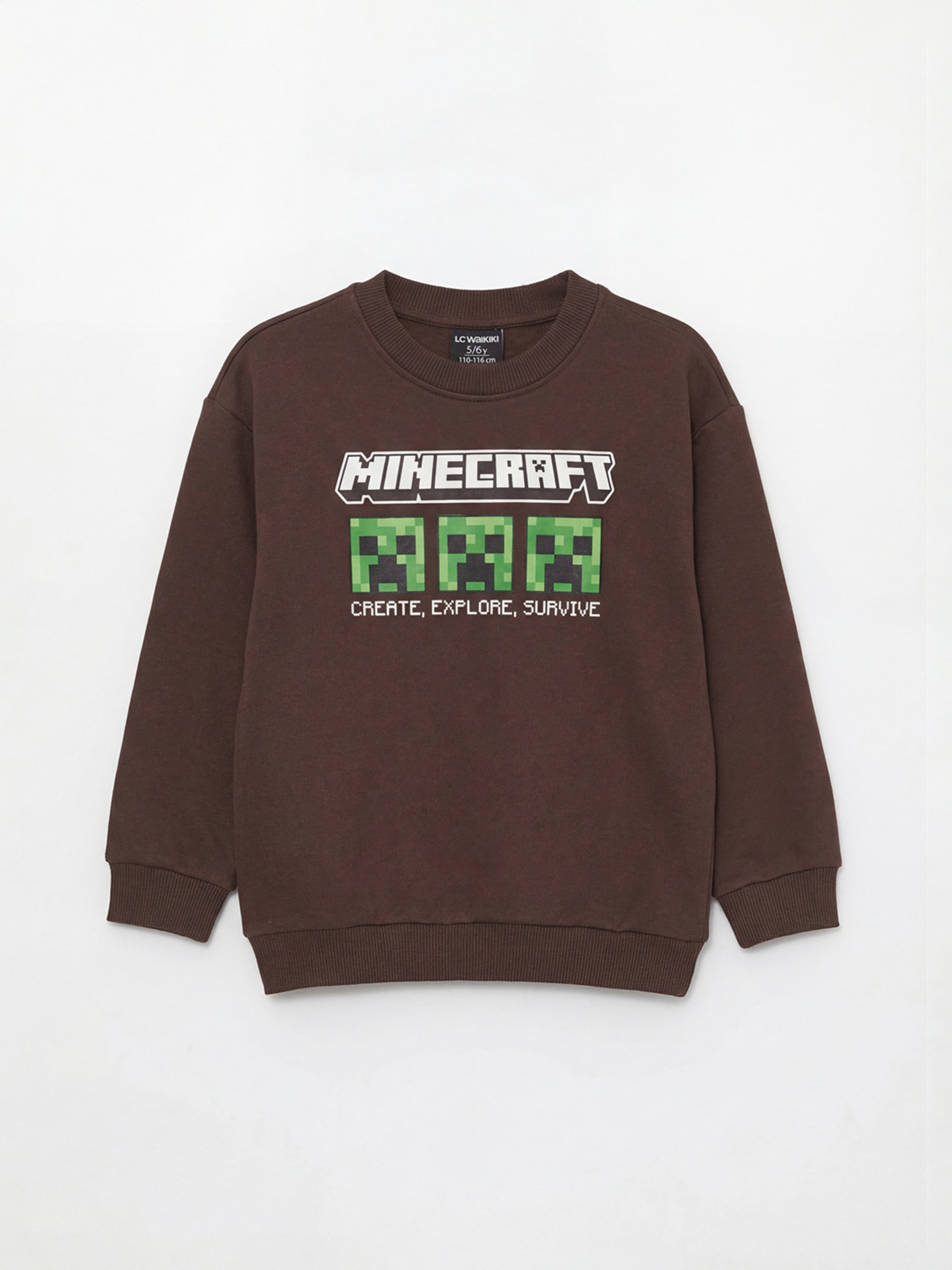 LCW Kids Minecraft Baskılı Erkek Çocuk Kalın Sweatshirt - W5OC26Z1-R3C