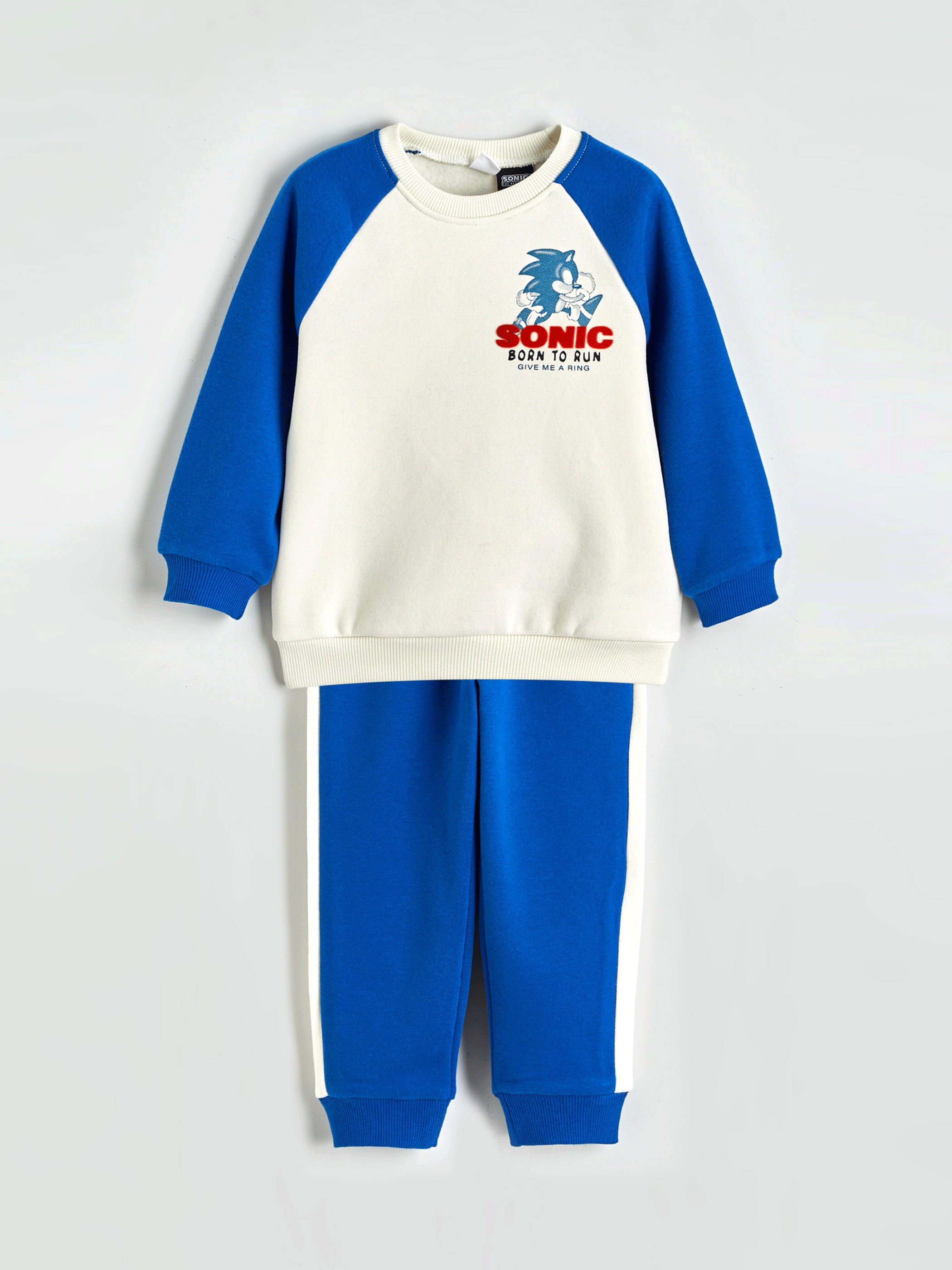 Bej Sonic Baskılı Erkek Çocuk Sweatshirt ve Eşofman Alt-1