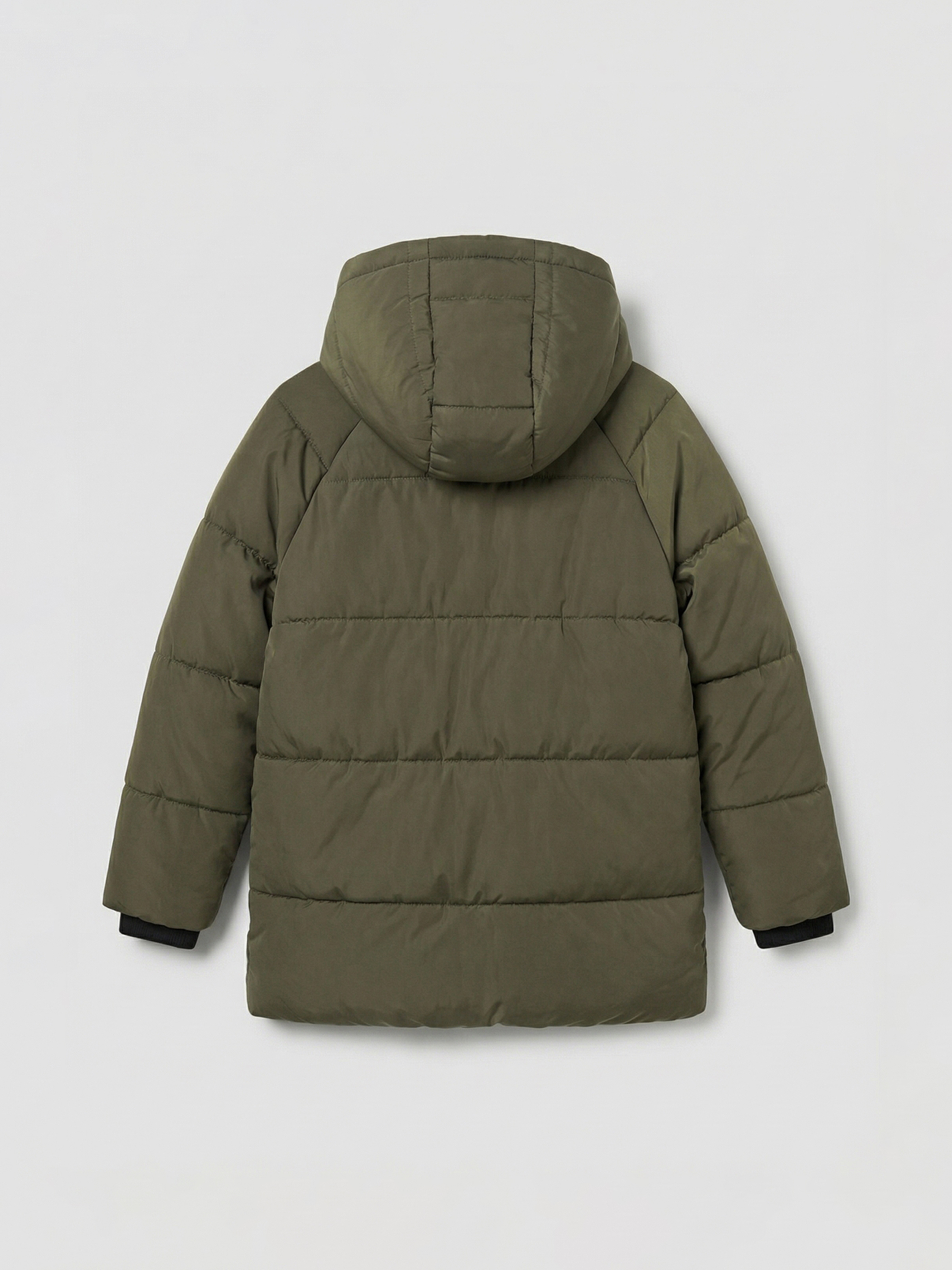 Haki Kapüşonlu Erkek Çocuk Şişme Mont-1