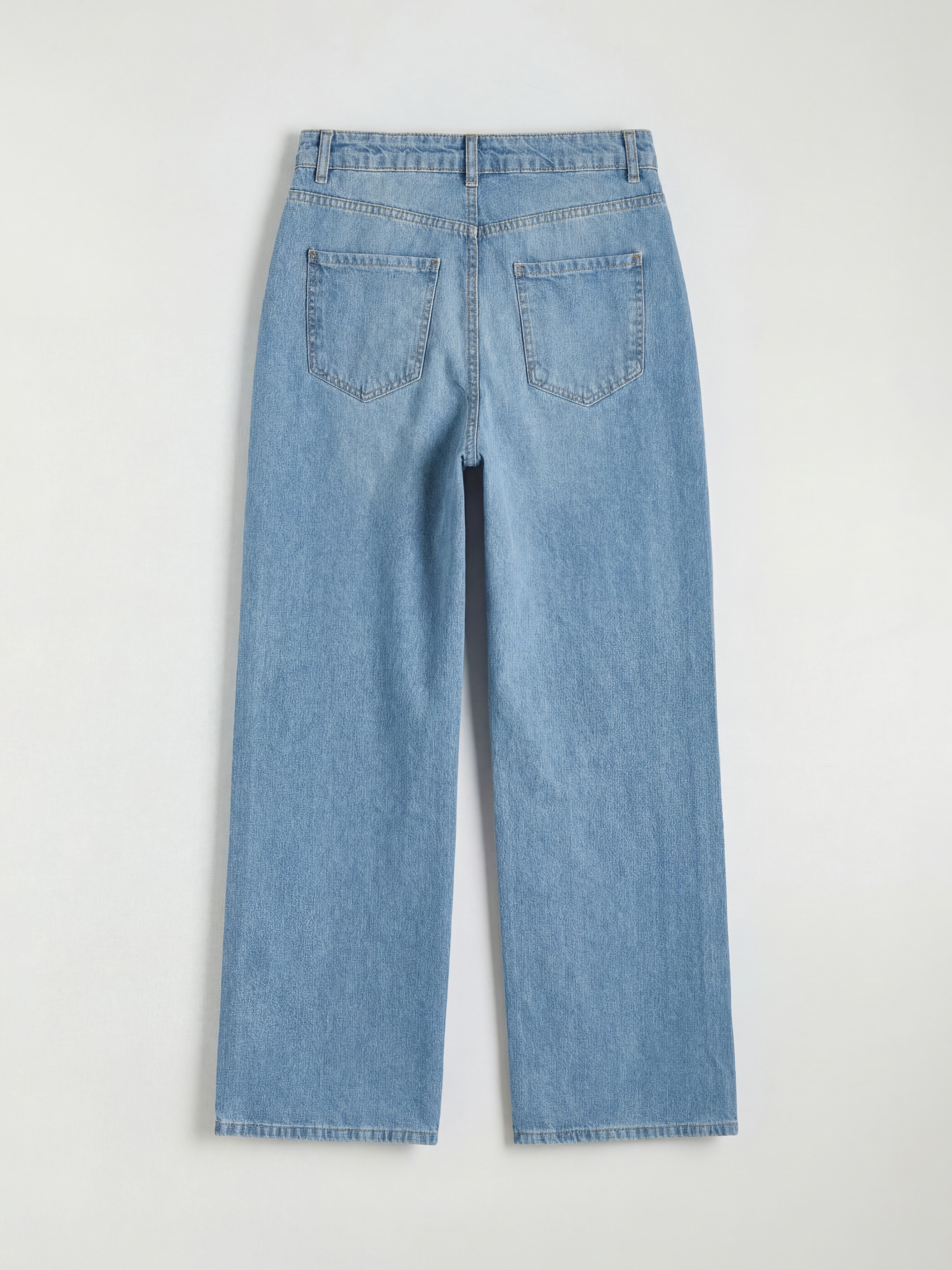 İndigo Wideleg Taşlı Kadın Jean Pantolon-10