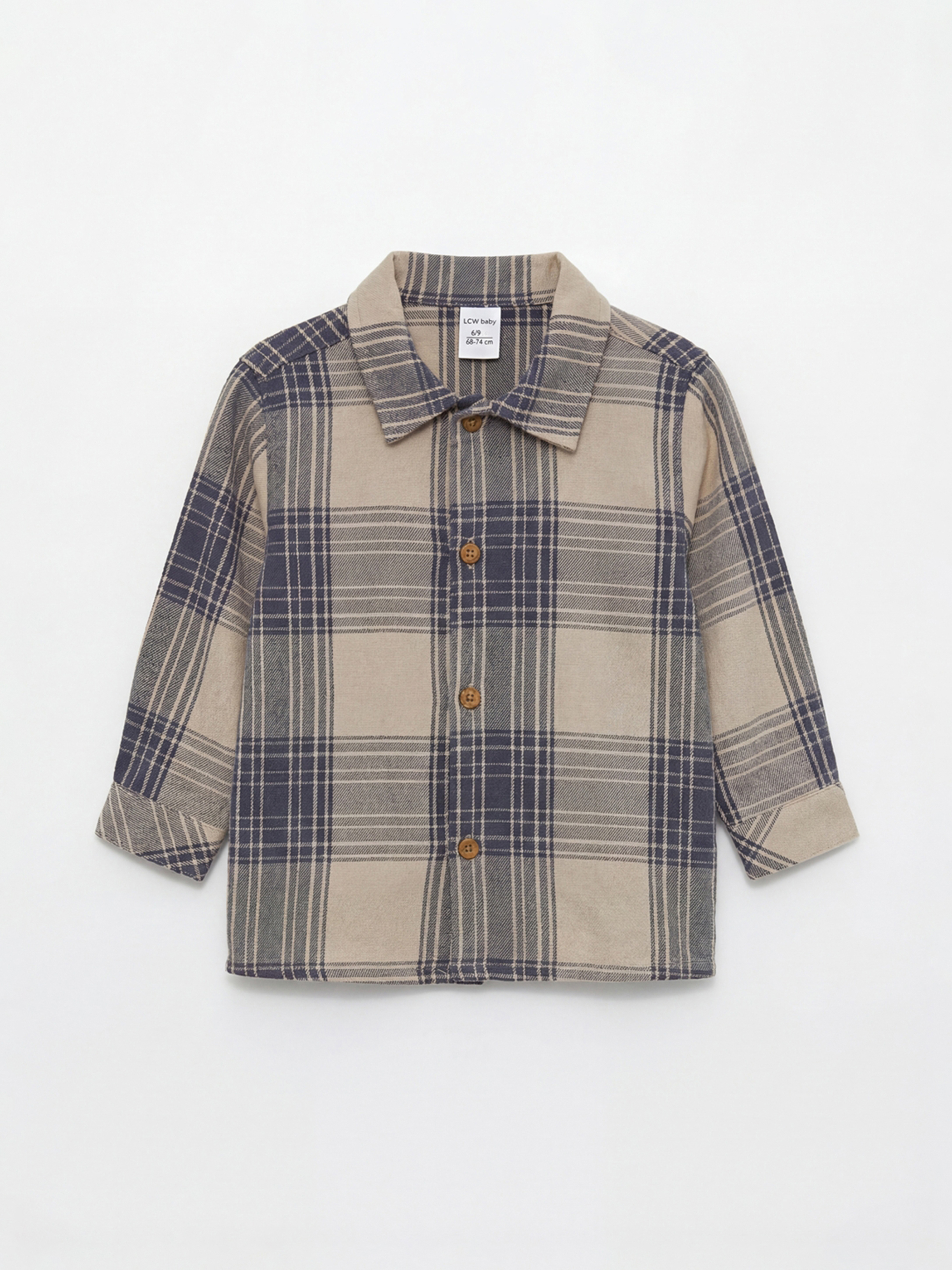 Bej Uzun Kollu Erkek Bebek Gömlek Ve Pantolon  -1