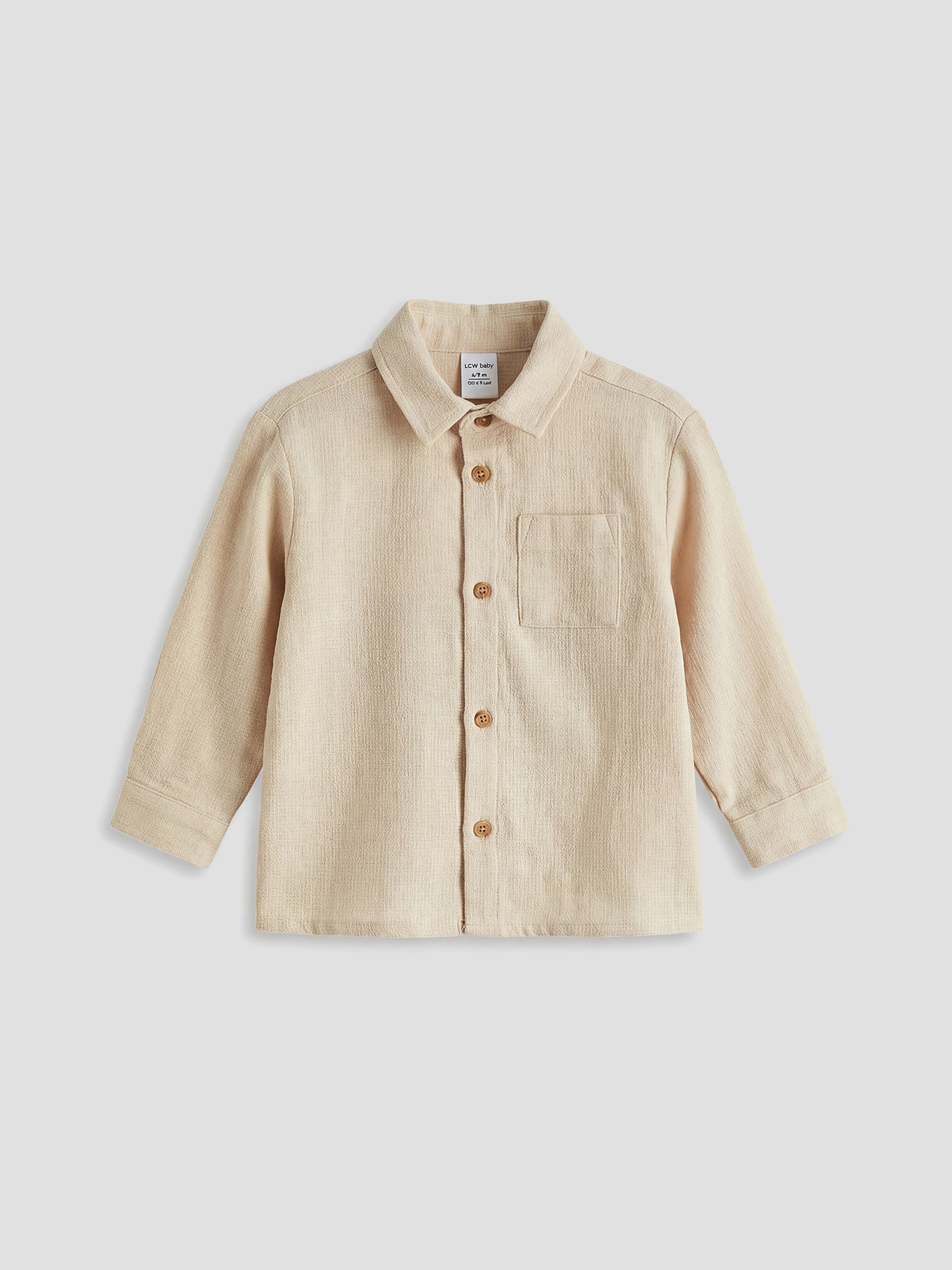 Bej Erkek Bebek Gömlek ve Pantolon Takım-1