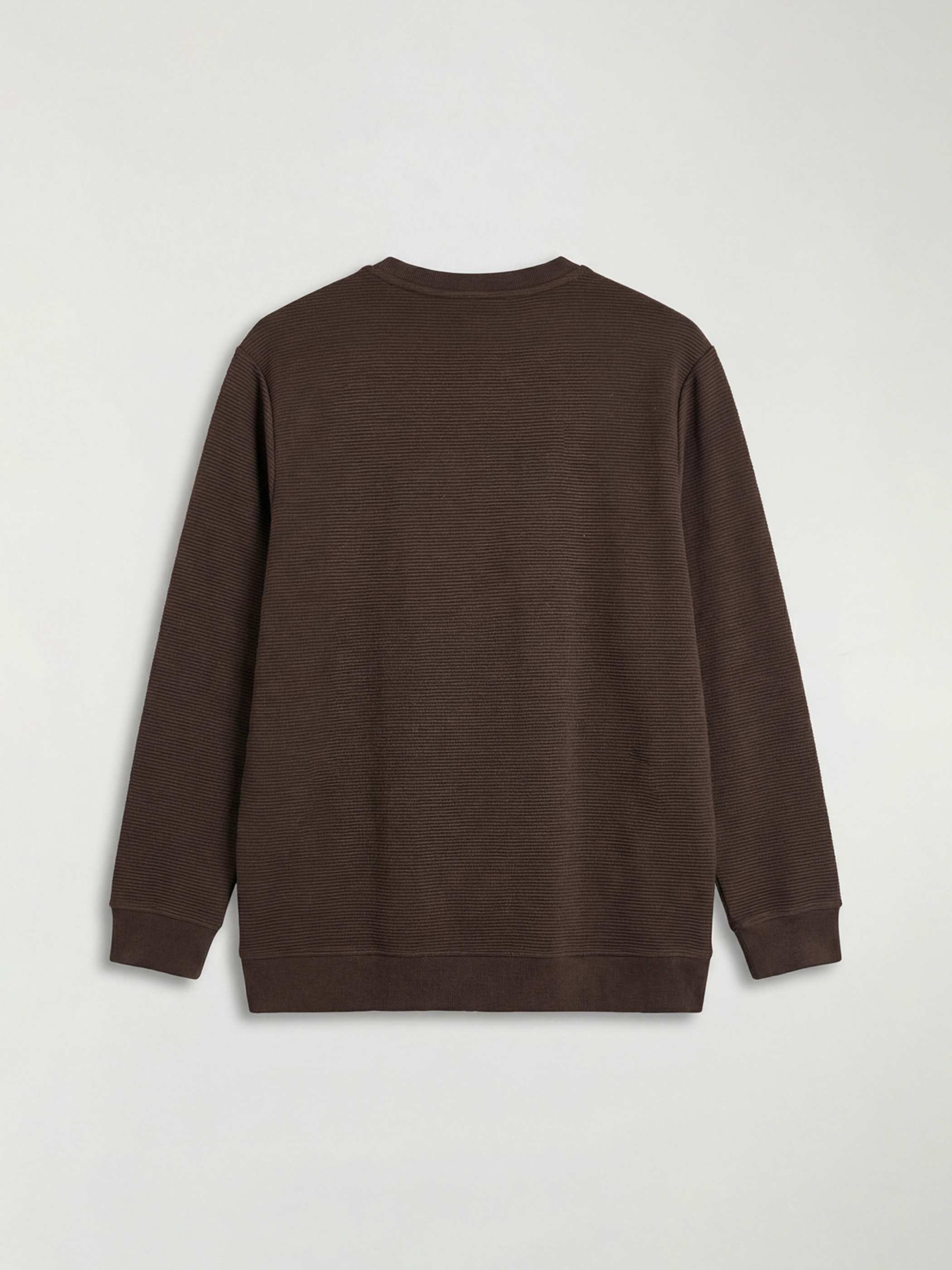 Kahverengi Bisiklet Yaka Uzun Kollu Fitilli Erkek Sweatshirt-6