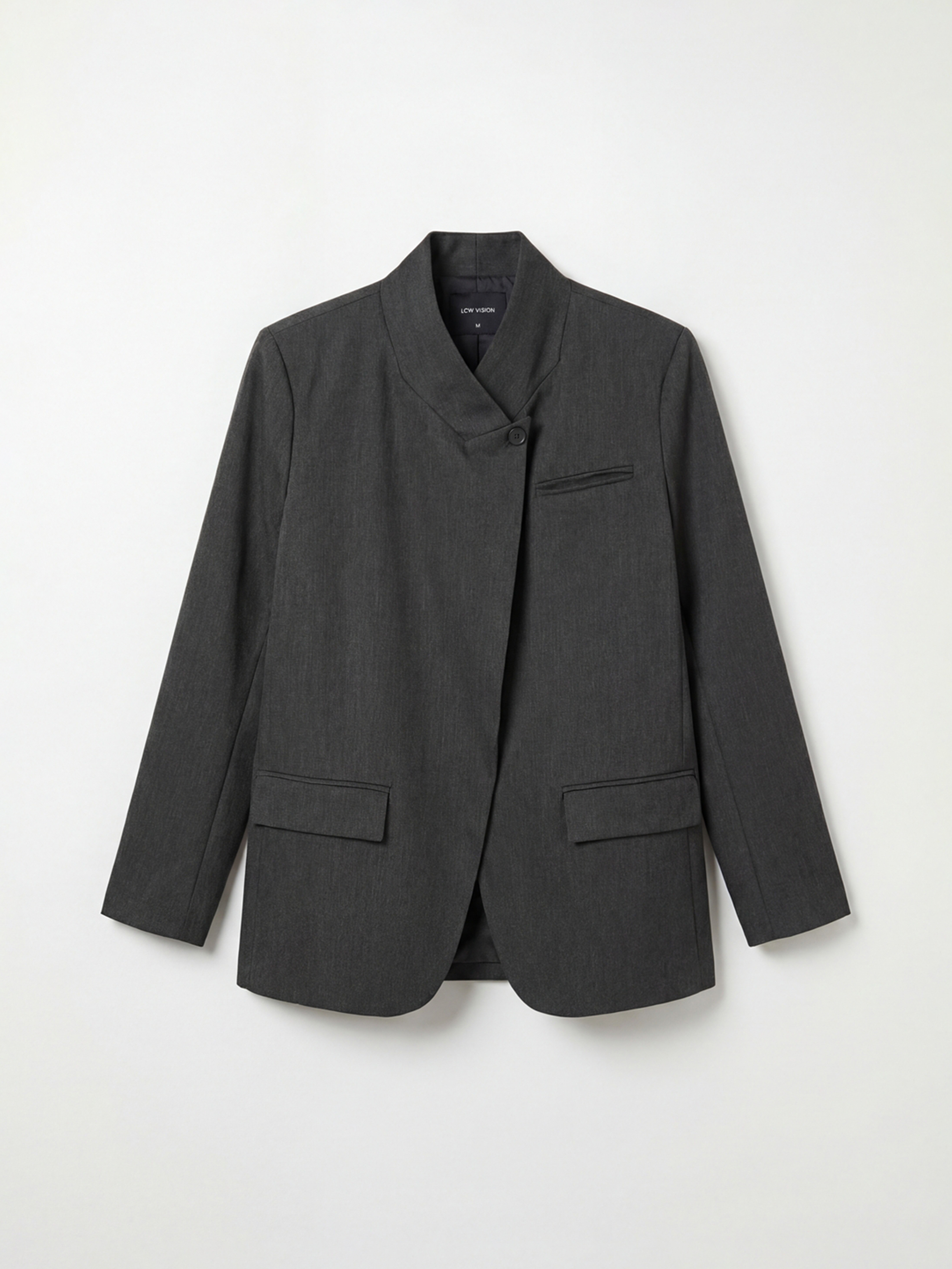 Antrasit Dik Yaka Kadın Blazer Ceket-3